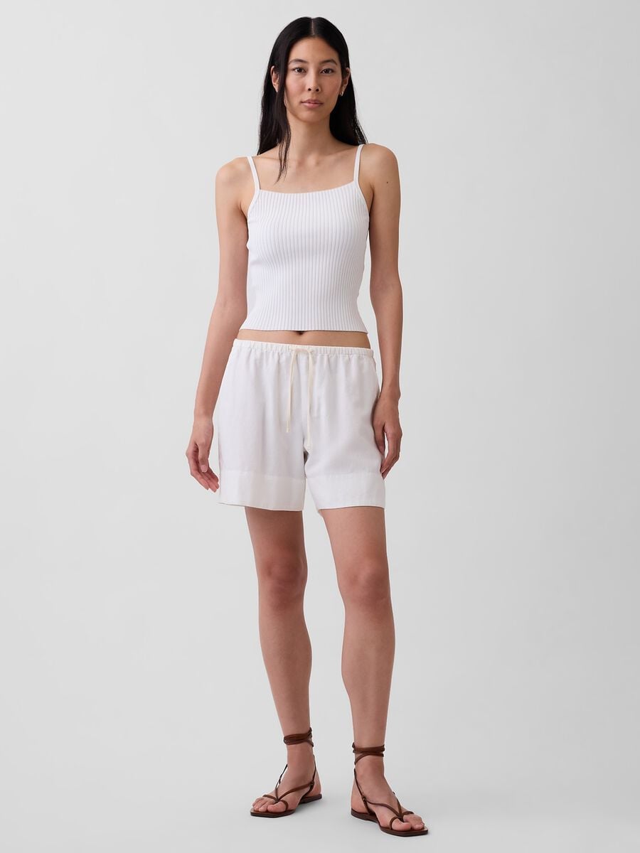 Shorts in misto lino e viscosa Donna_0
