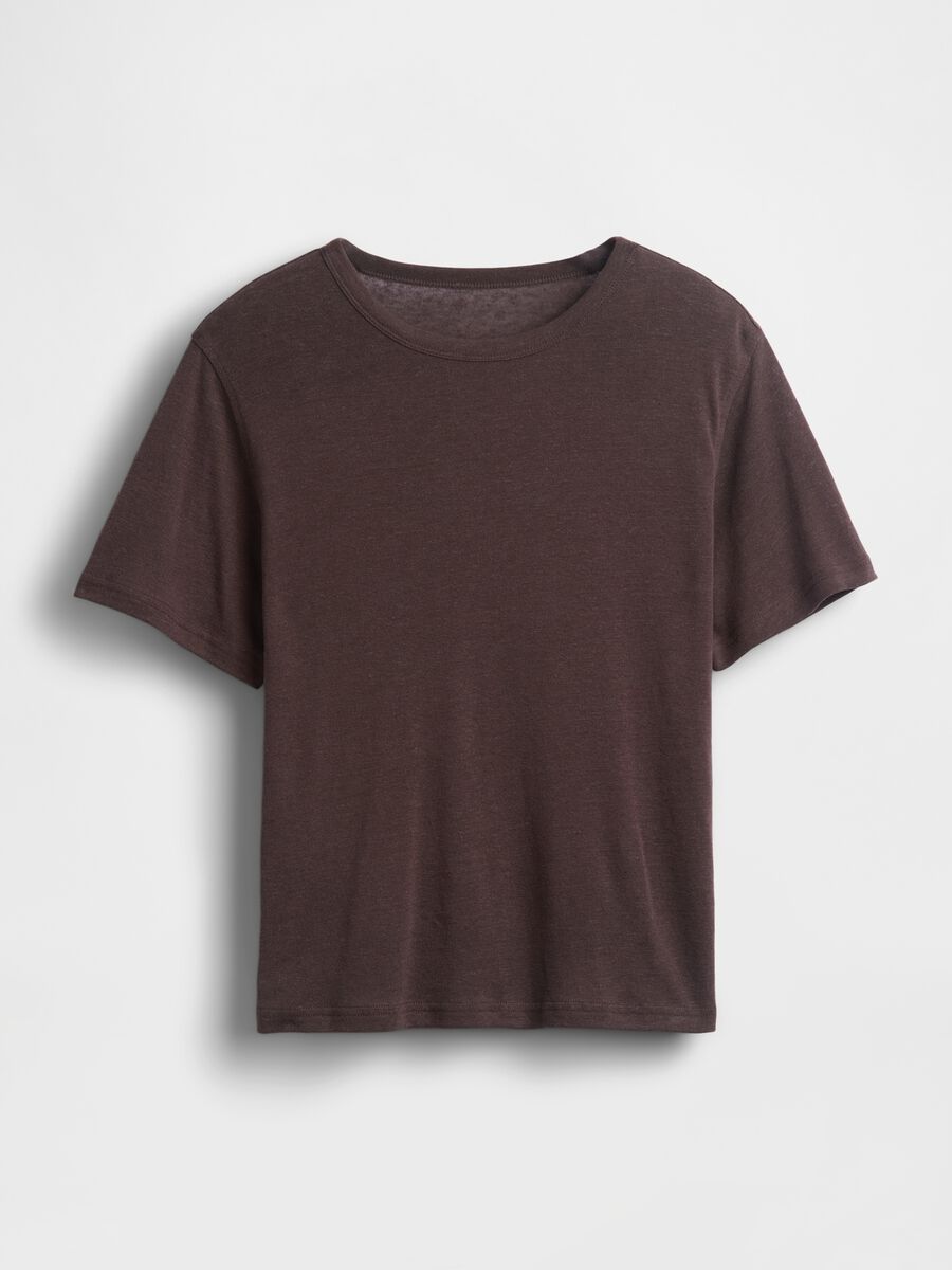 T-shirt a maniche corte in misto lino Donna_2