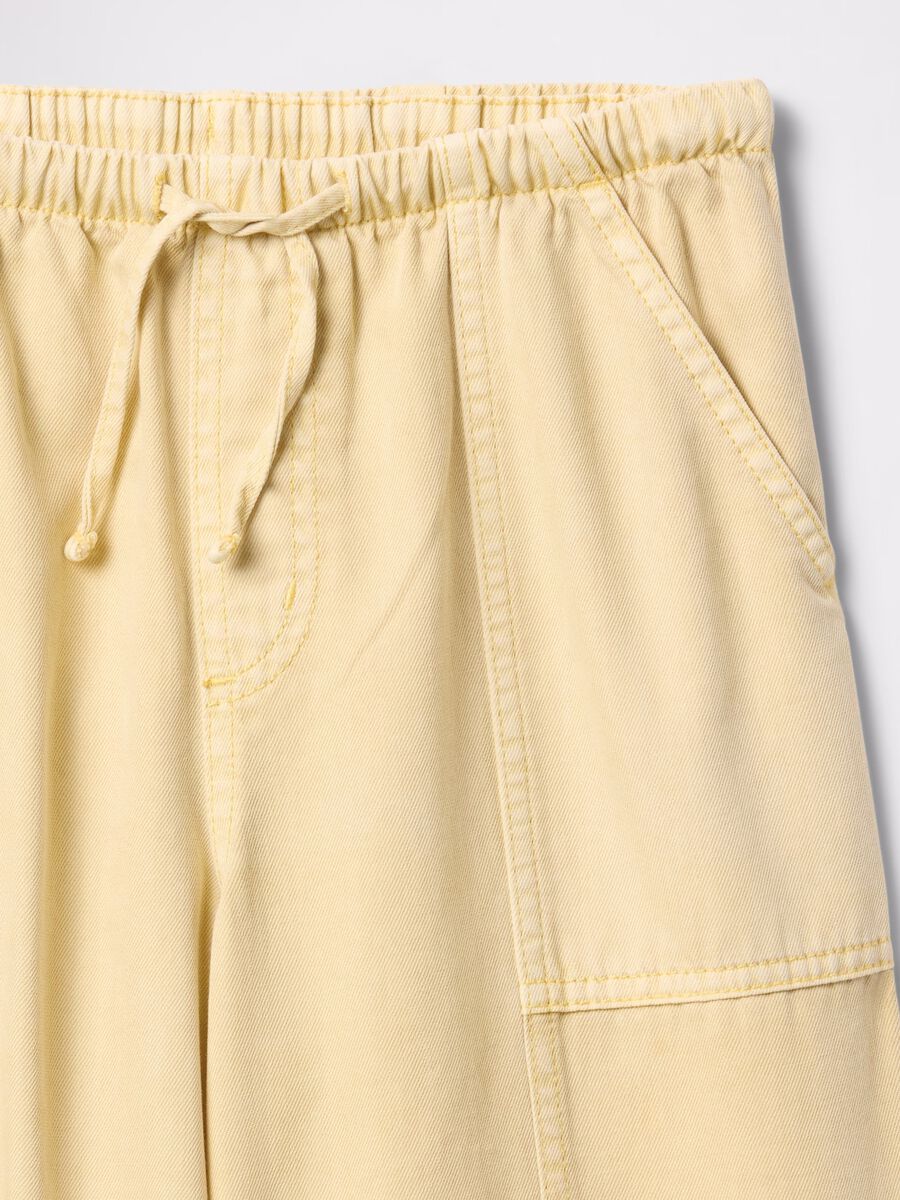 Pantaloni palazzo beige in cotone e Lyocell Bambina_4