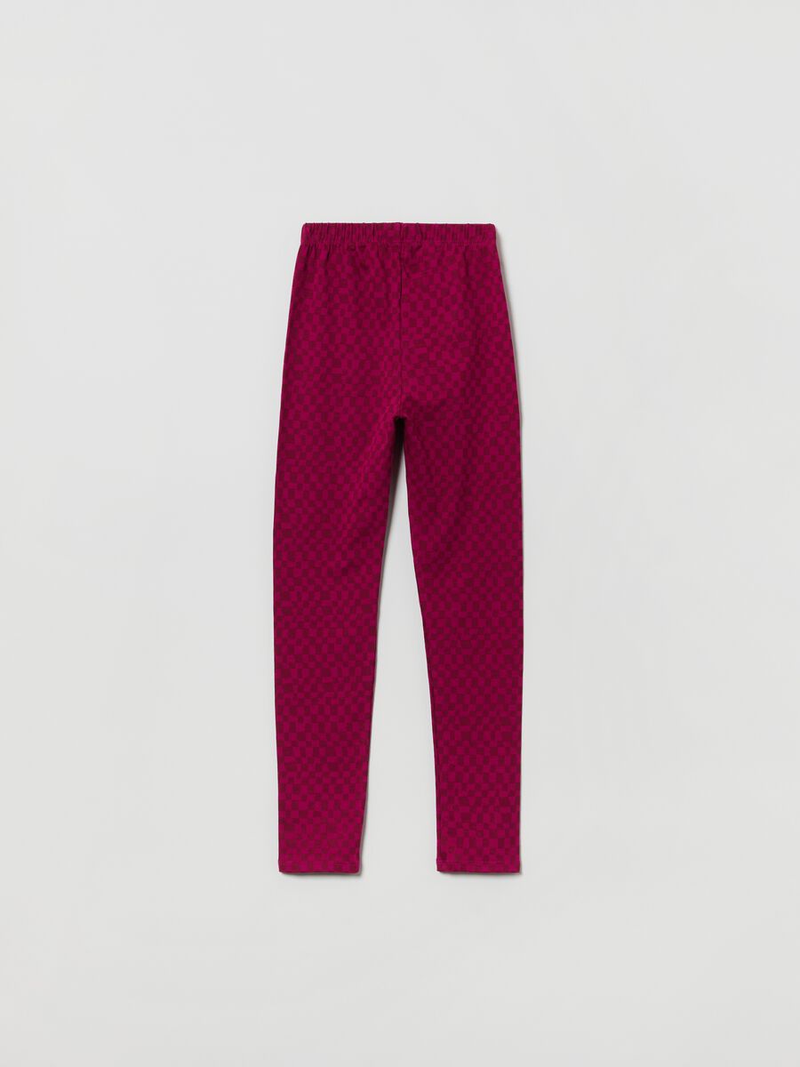 Leggings stretch con stampa a quadri Bambina_1