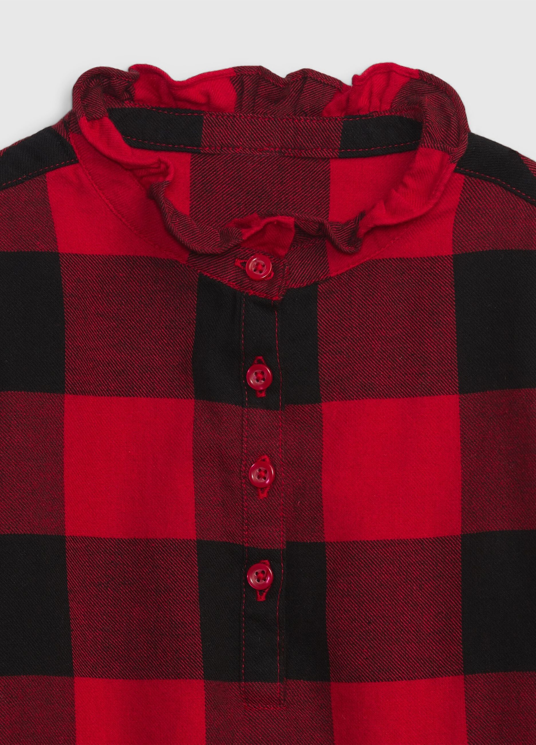 Check shirt with granddad neckline_1