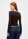 Brown long-sleeved stretch top_1