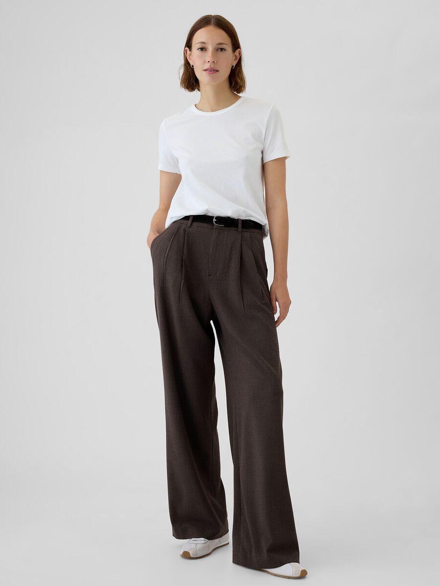 Pantalone pied de poule a vita alta Donna_0