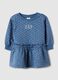 Vestito blu da bambina in misto cotone regular fit con stampa floreale_0