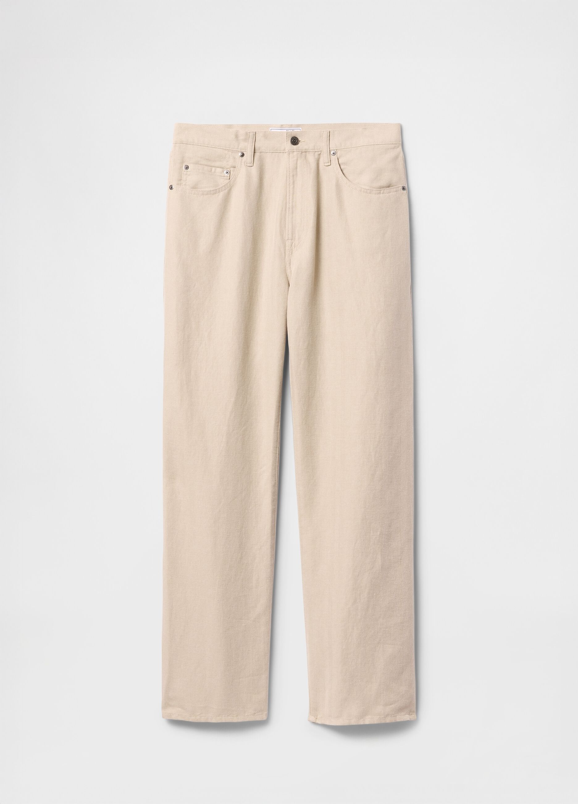 Pantaloni larghi in lino beige_5