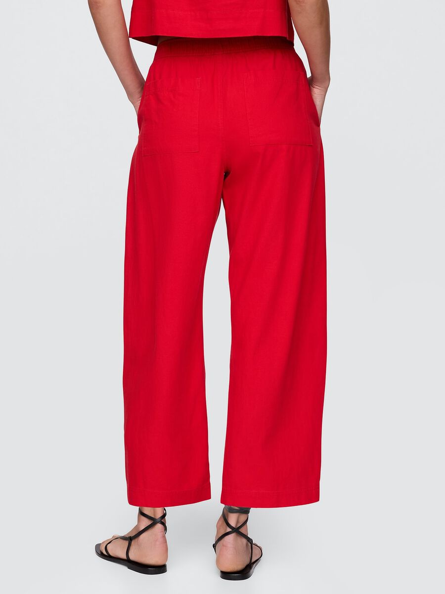 Pantaloni ampi rossi in lino e viscosa Donna_2