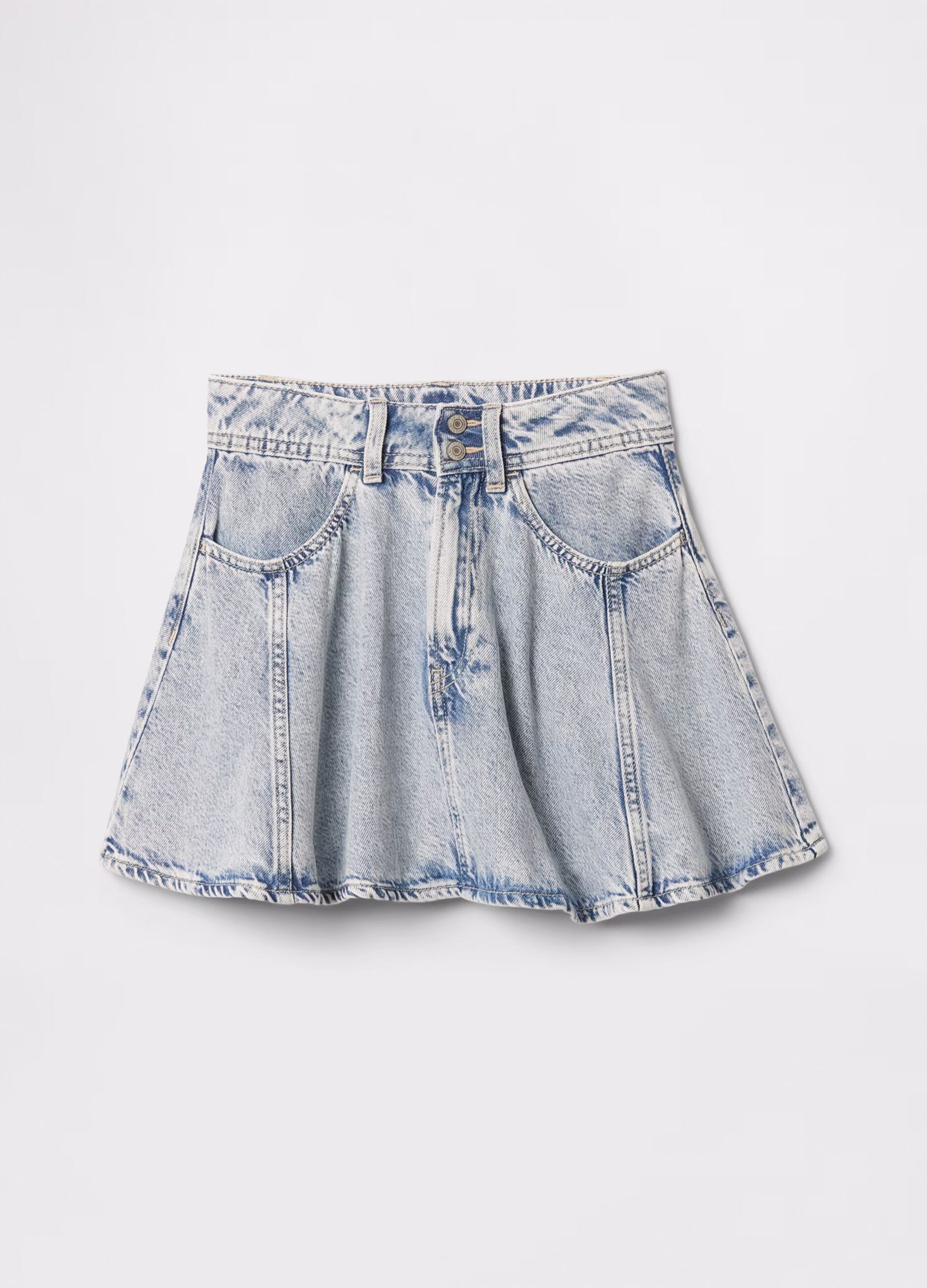 Gonna denim svasata con tasche _2