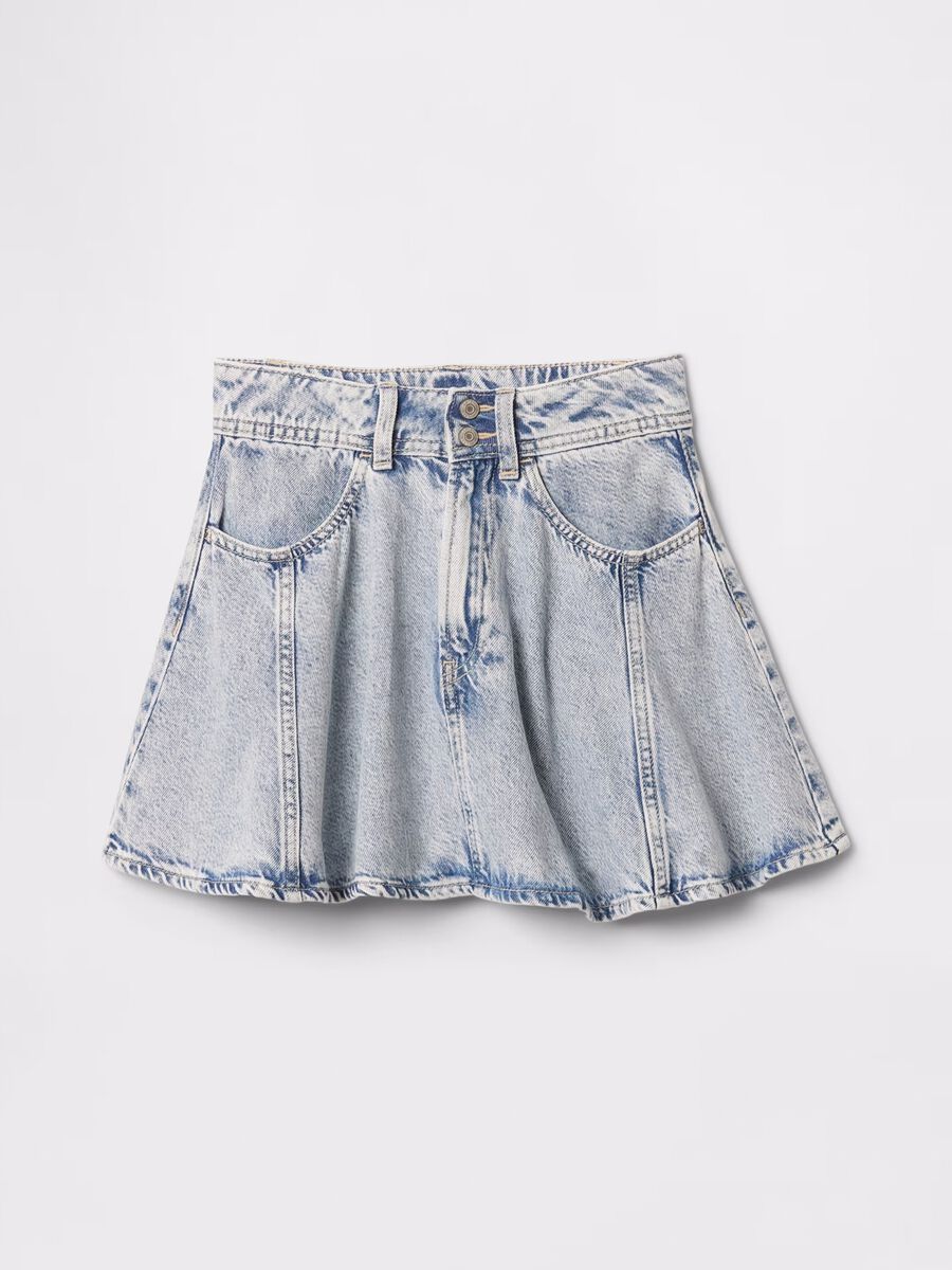 Flared denim skirt with pockets Girl_2