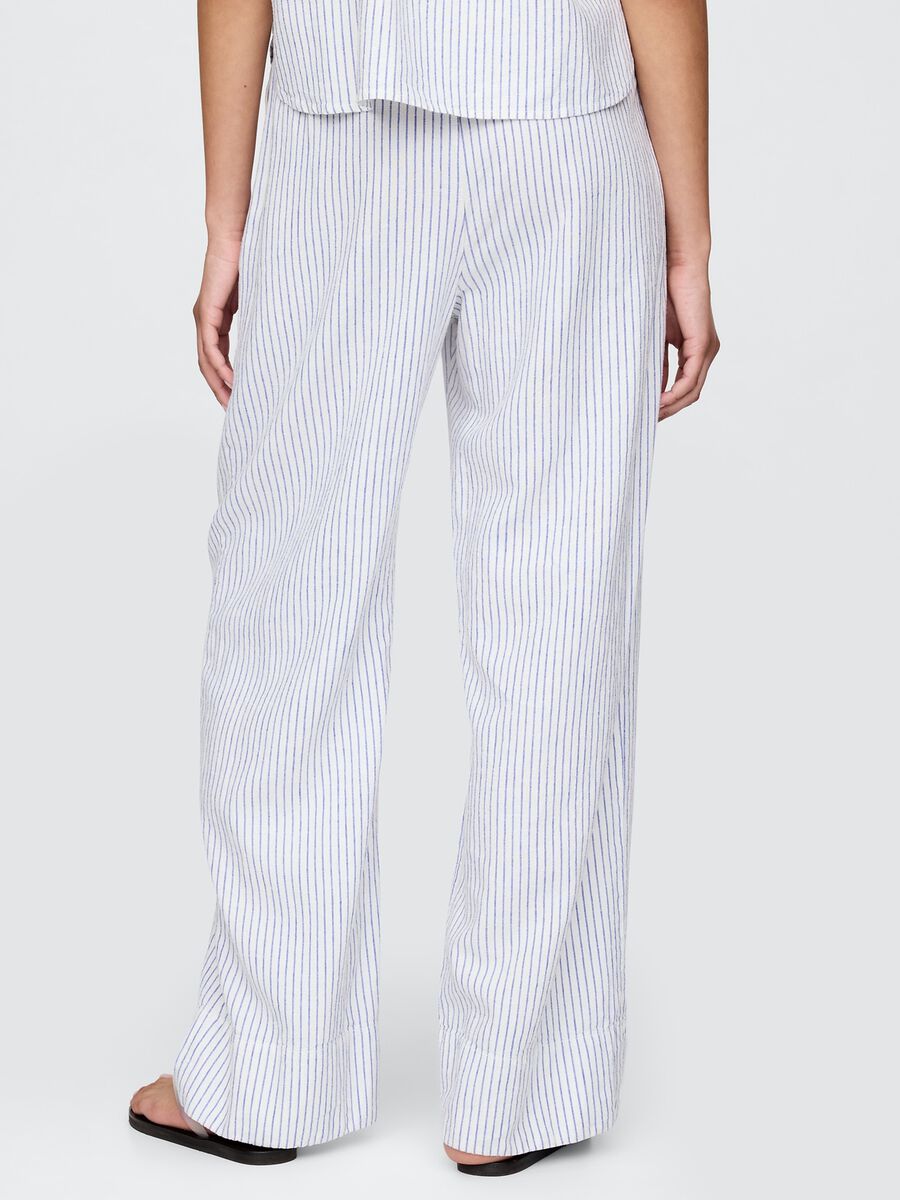 Pantaloni palazzo a righe in lino e viscosa Gap Donna_2