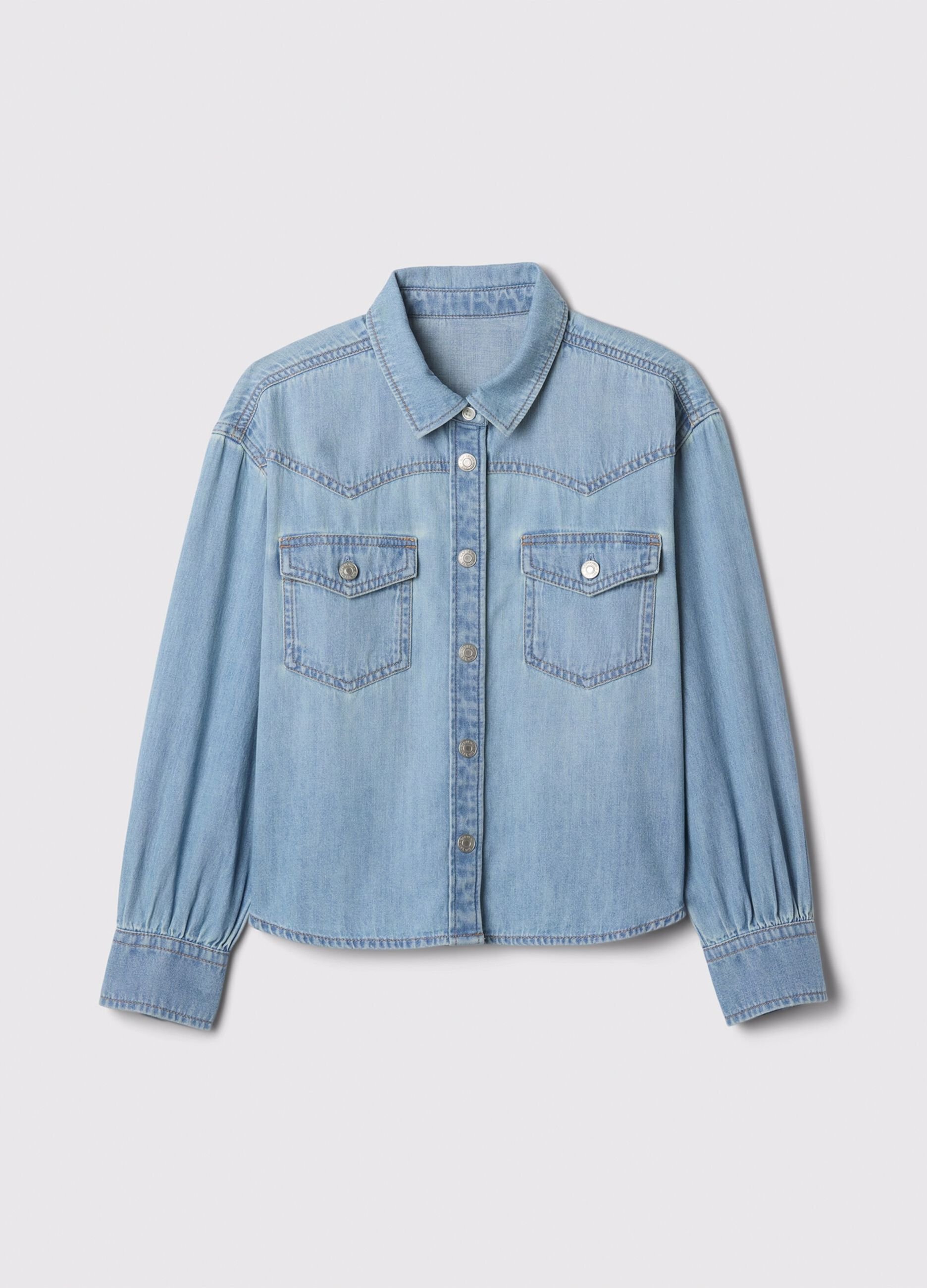 Camicia western denim in cotone