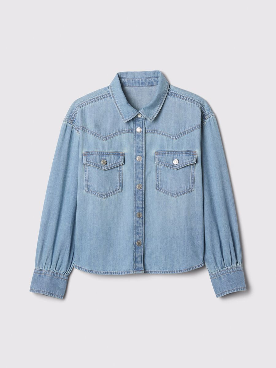 Camicia jeans a maniche lunghe in cotone GAP Kids Bambina_0