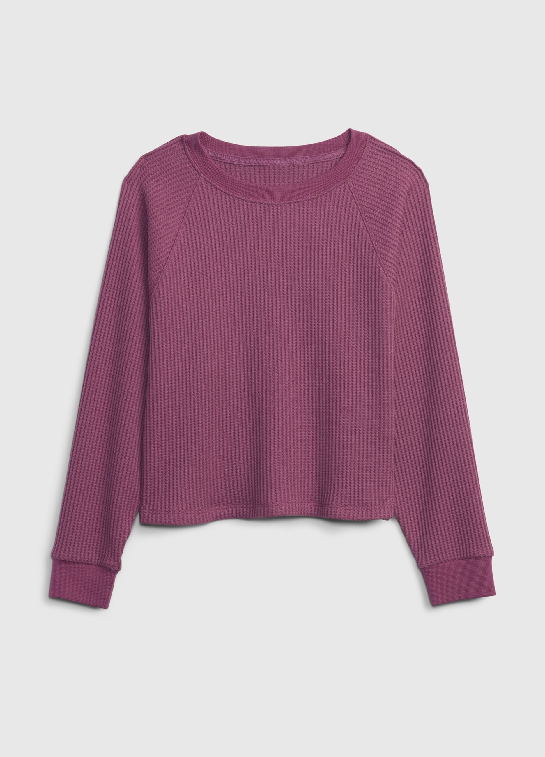 Long-sleeved T-shirt with waffle weave