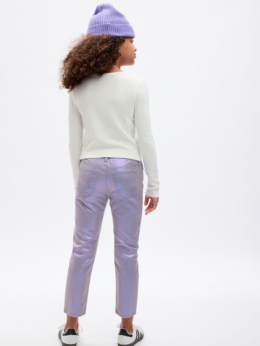 Metal-effect five-pocket jeans Girl_1