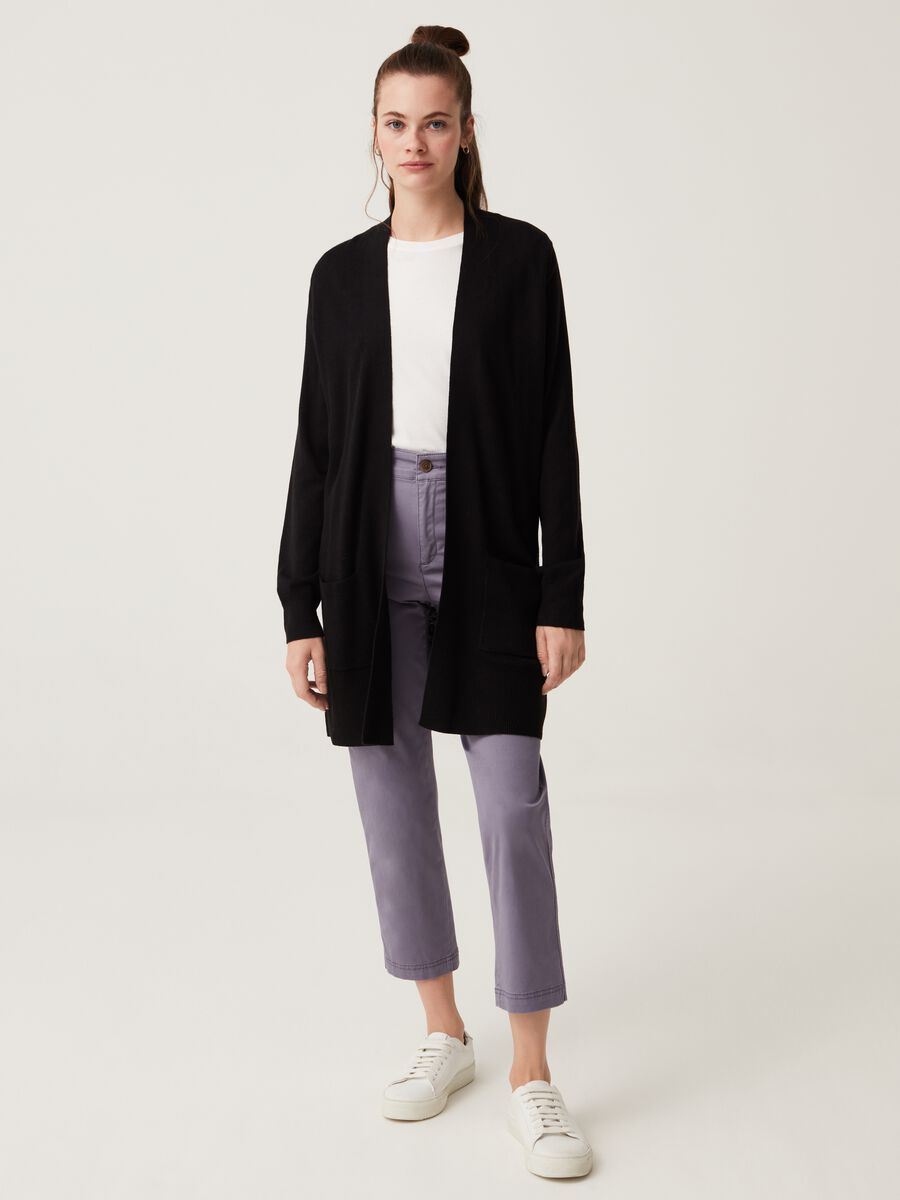 Cardigan lungo con tasche Donna_1