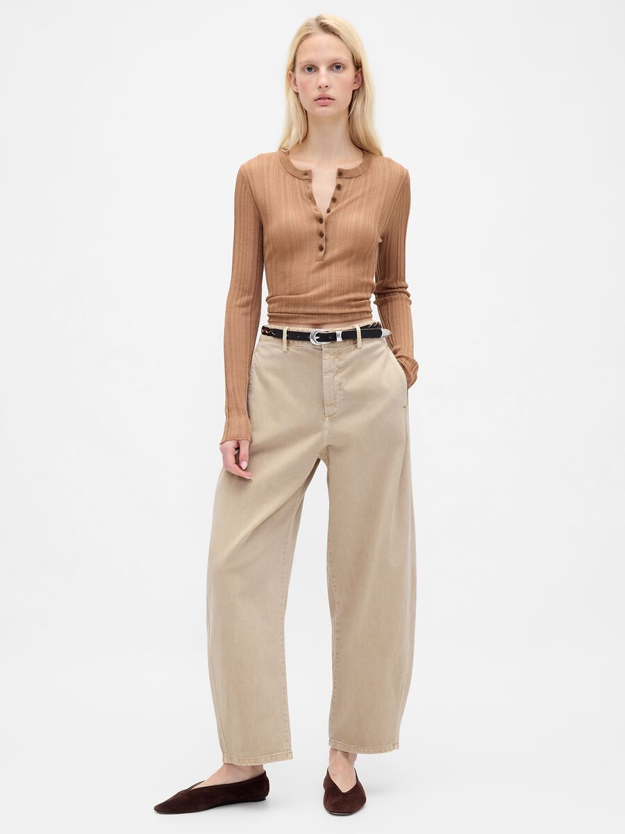 Beige Cotton Trousers Woman_0