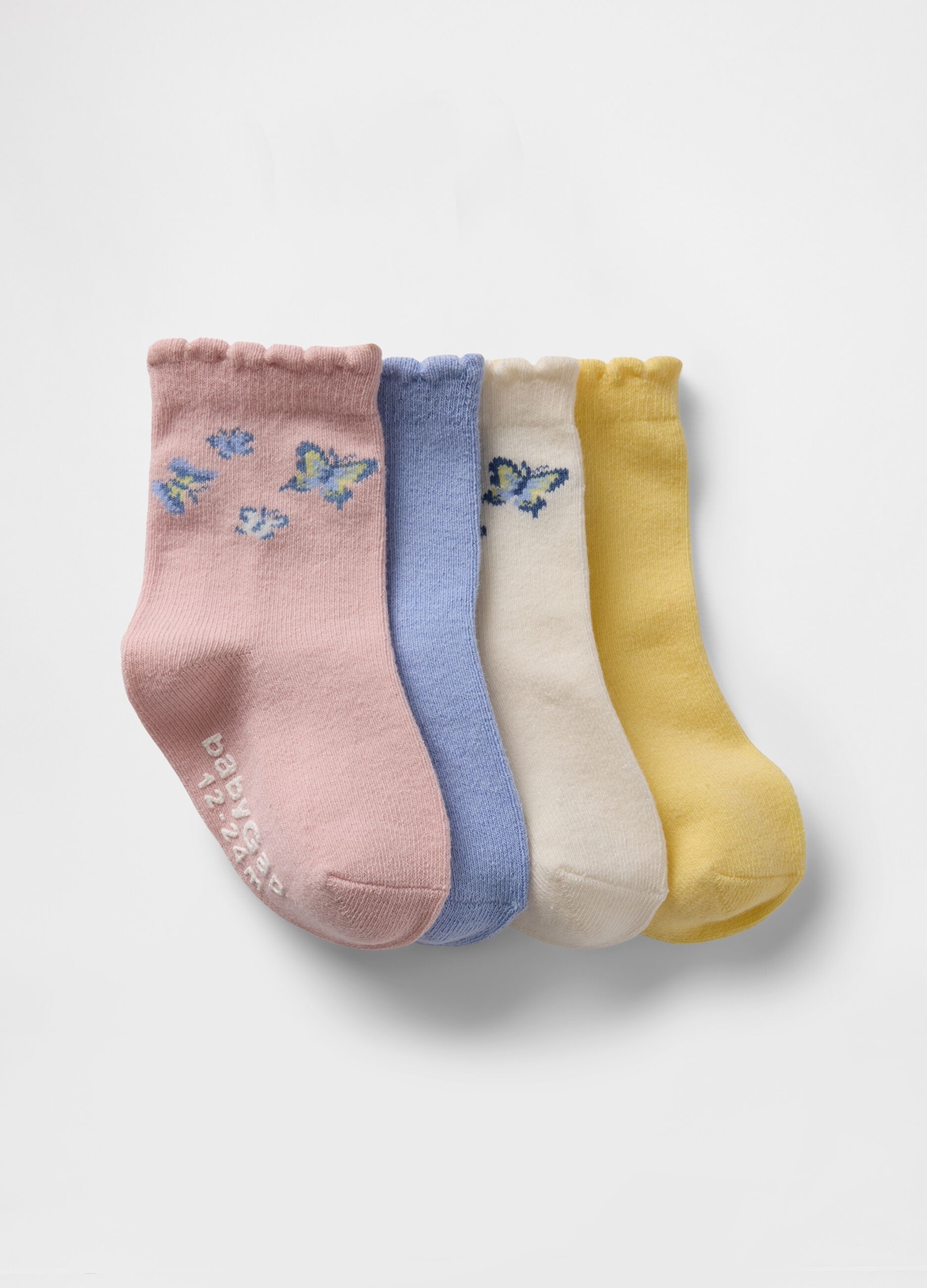 Set quattro calze con disegno farfalle