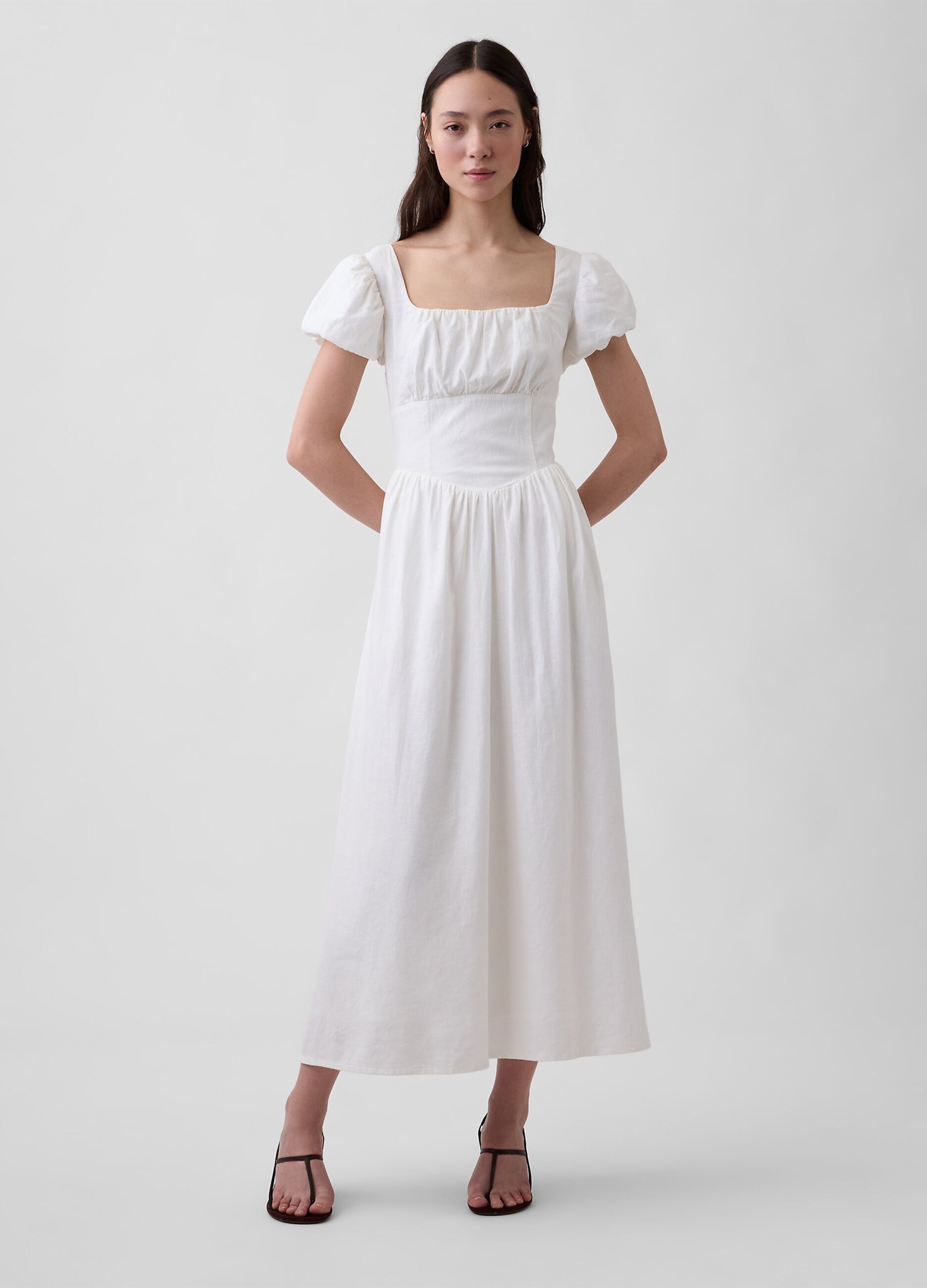 Abito midi in misto lino