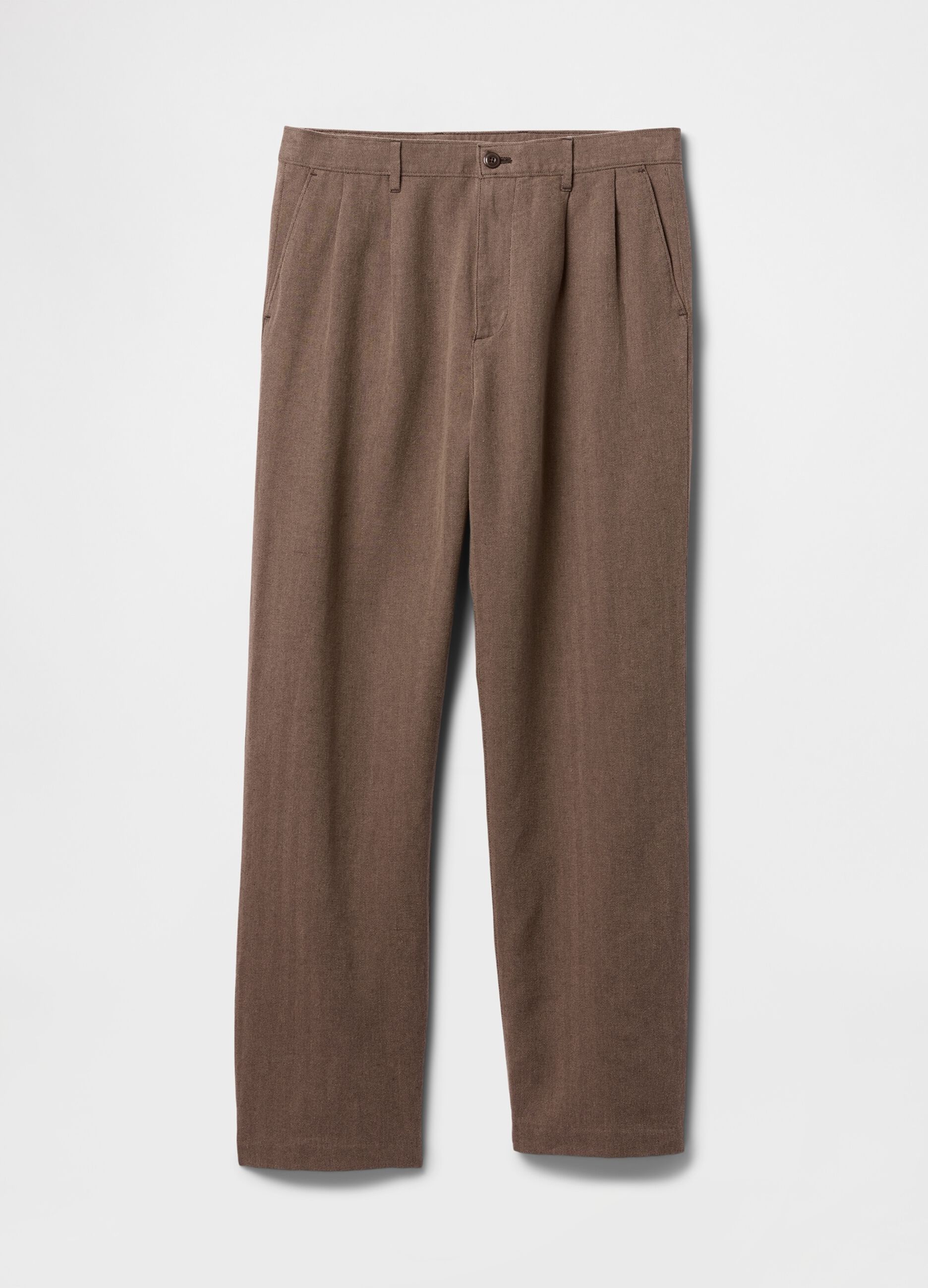 Pantaloni marroni in lino e cotone_5