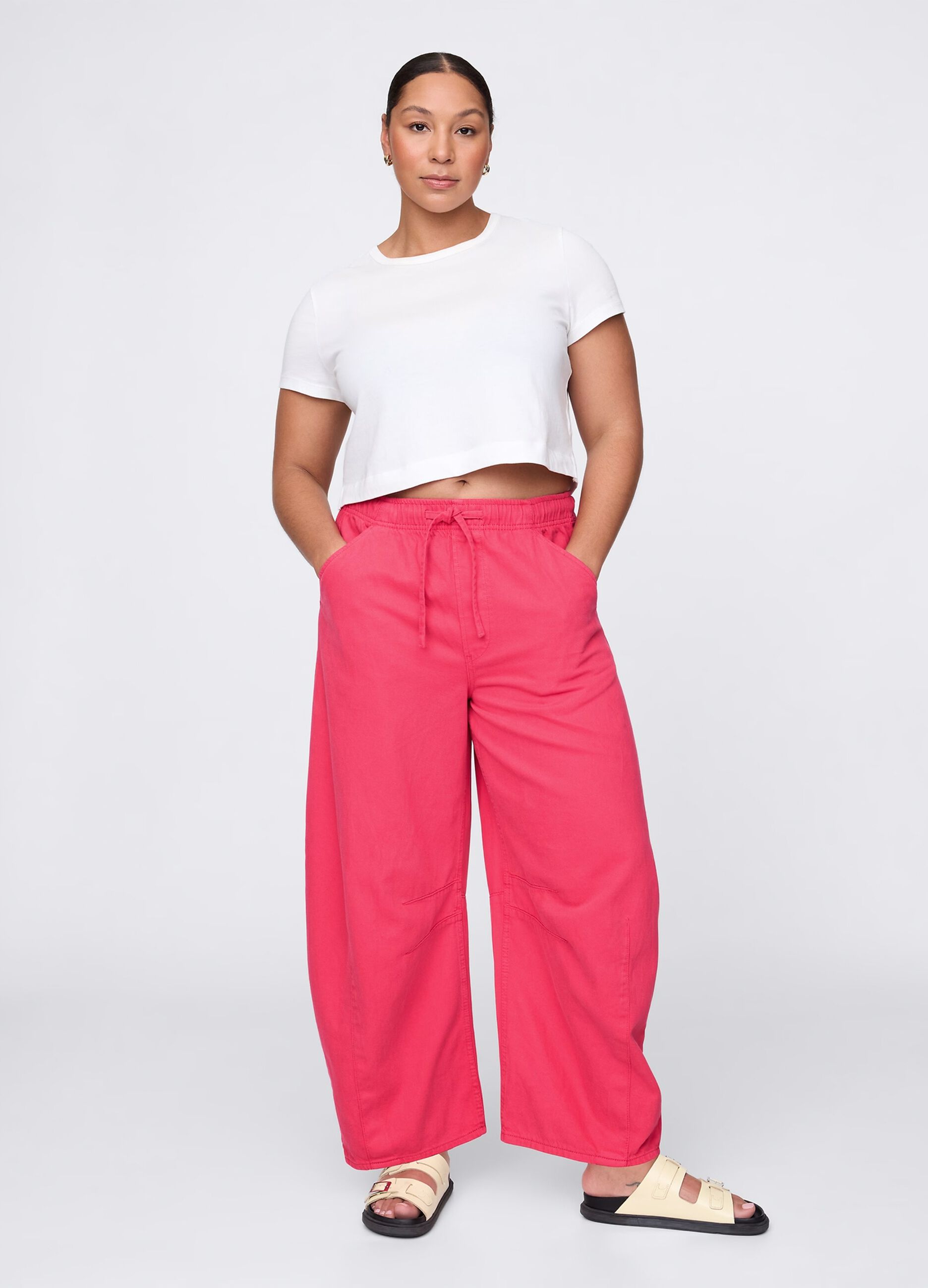 Pantaloni rosa in Lyocell e cotone_4