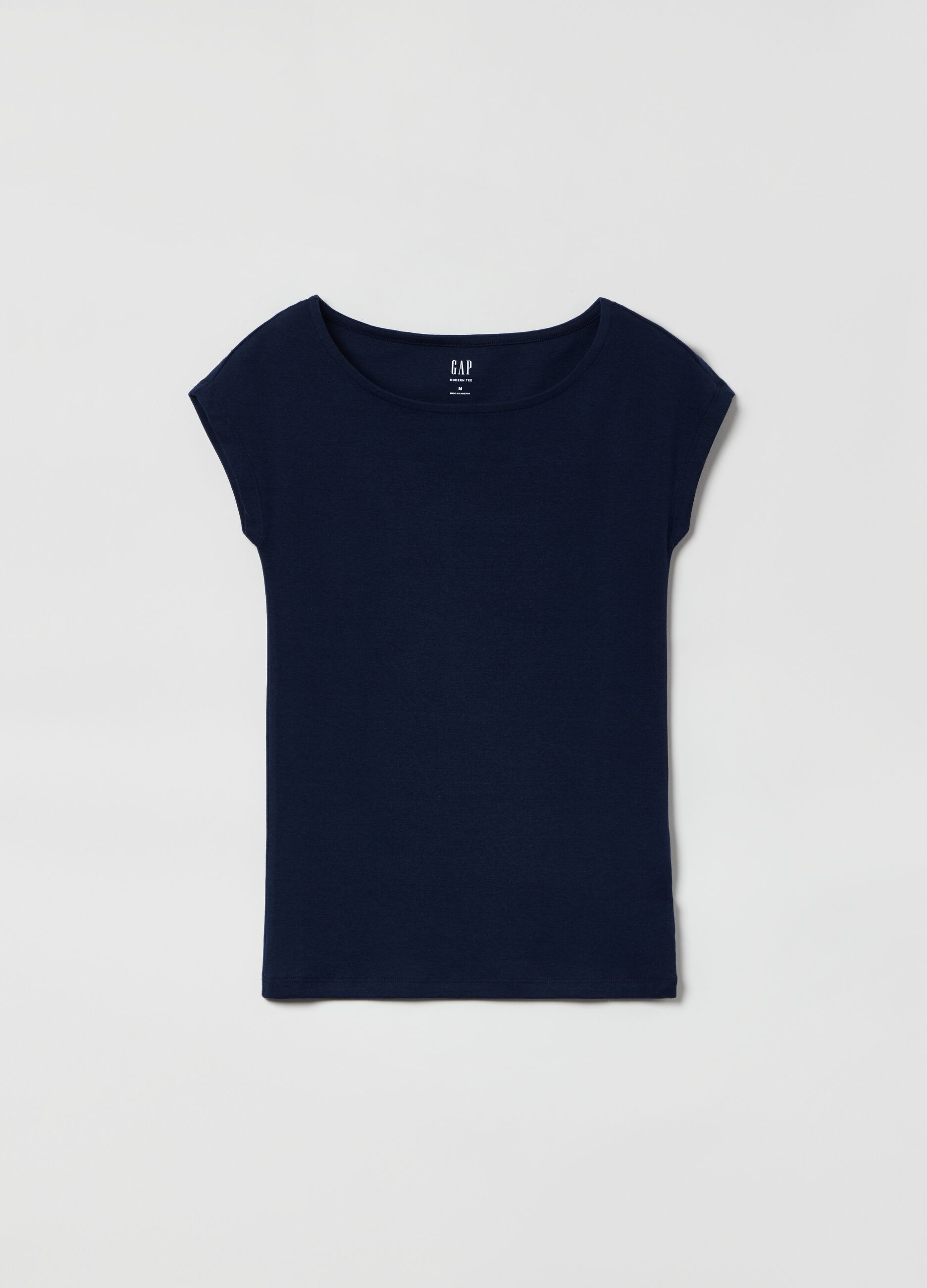 T-shirt con scollo a barchetta_1