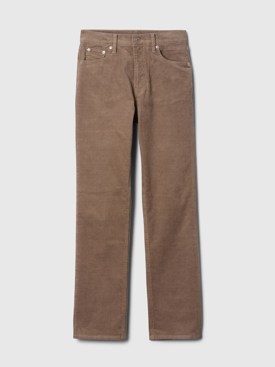 Pantalone straight a vita alta in corduroy Donna_6