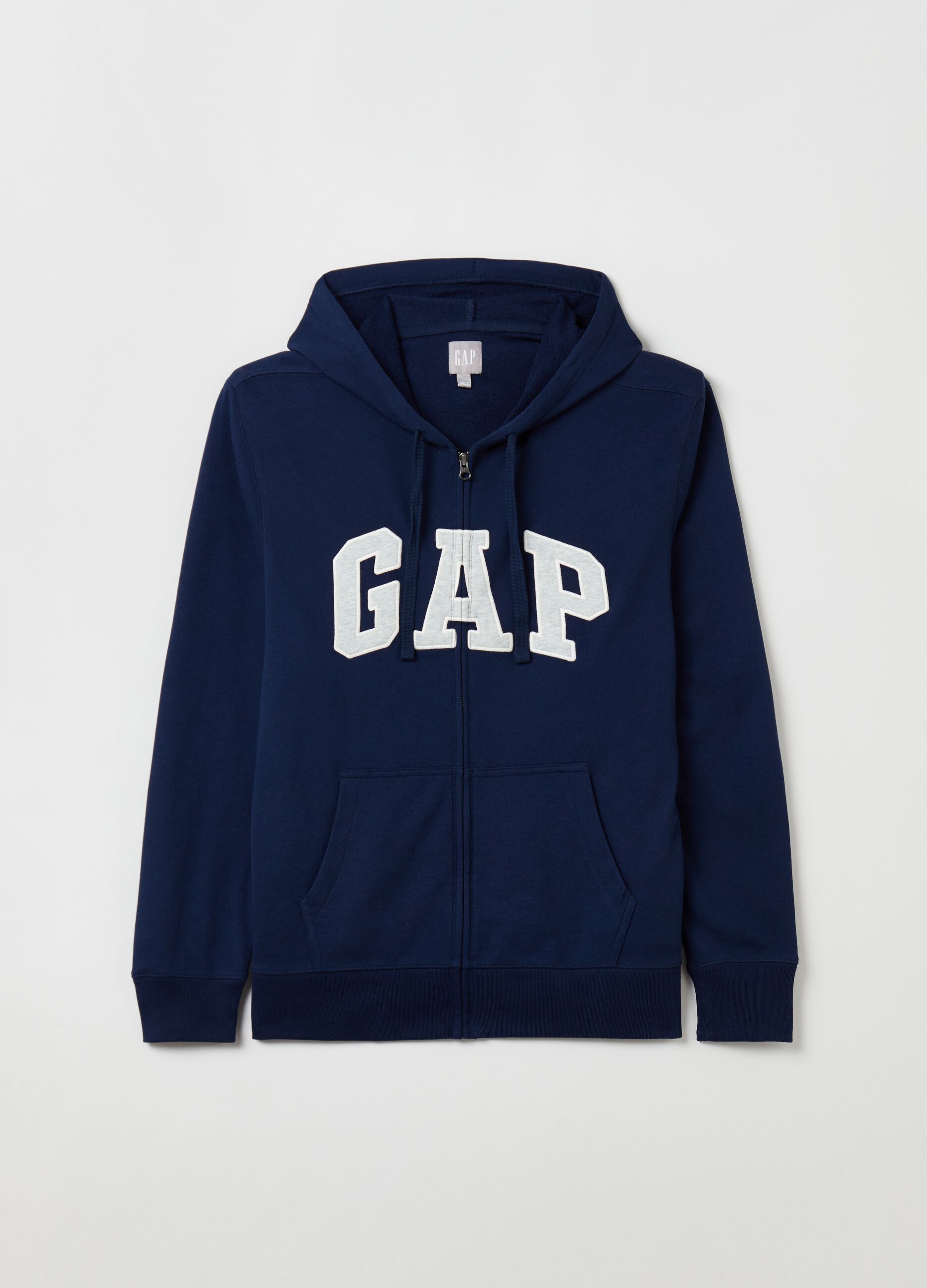 French terry full-zip hoodie with logo patch_1