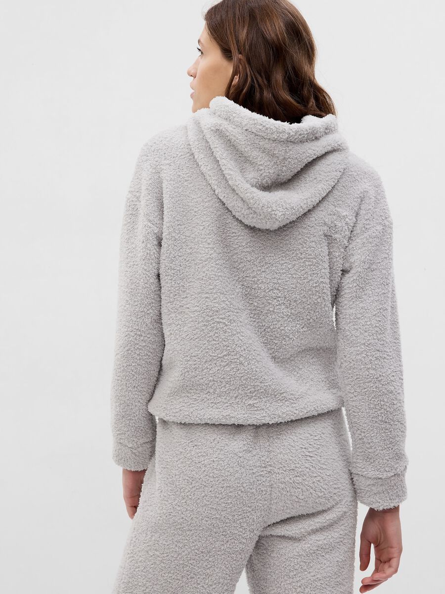 Sherpa hoodie with drawstring. Woman_1