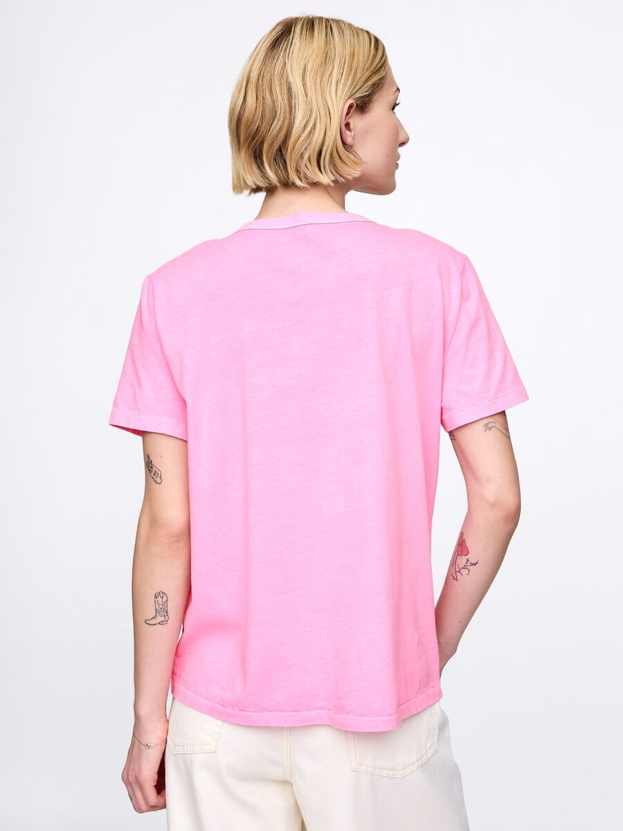 T-shirt rosa a maniche corte in cotone Gap Donna_2