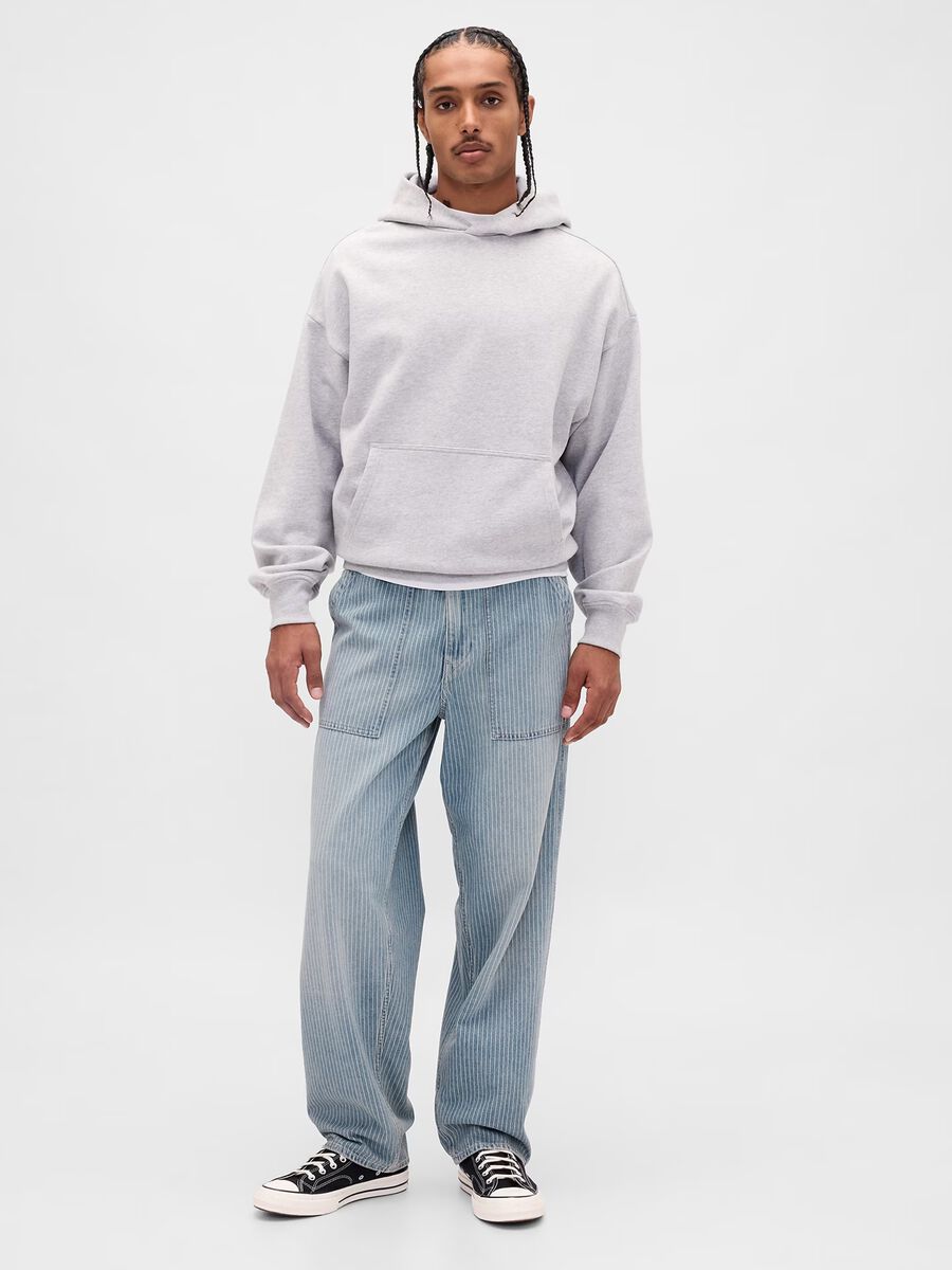 Regular fit azure pure cotton baggy jeans with five pockets Man_0