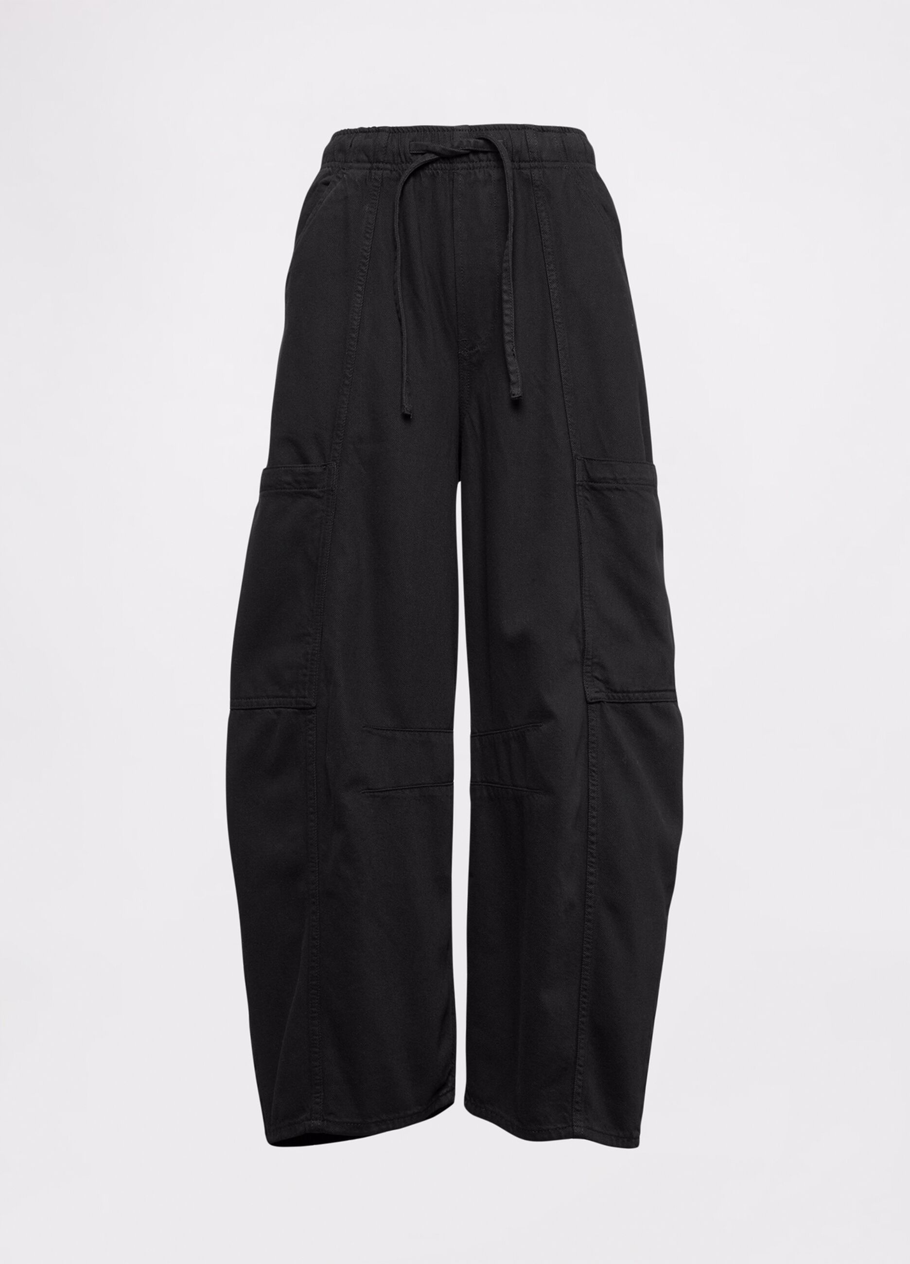 Pantaloni cargo neri in cotone e Lyocell_5