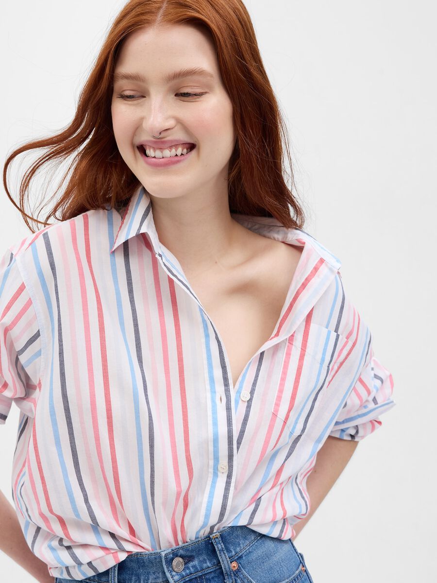Oversized shirt with multicoloured stripes Woman_2