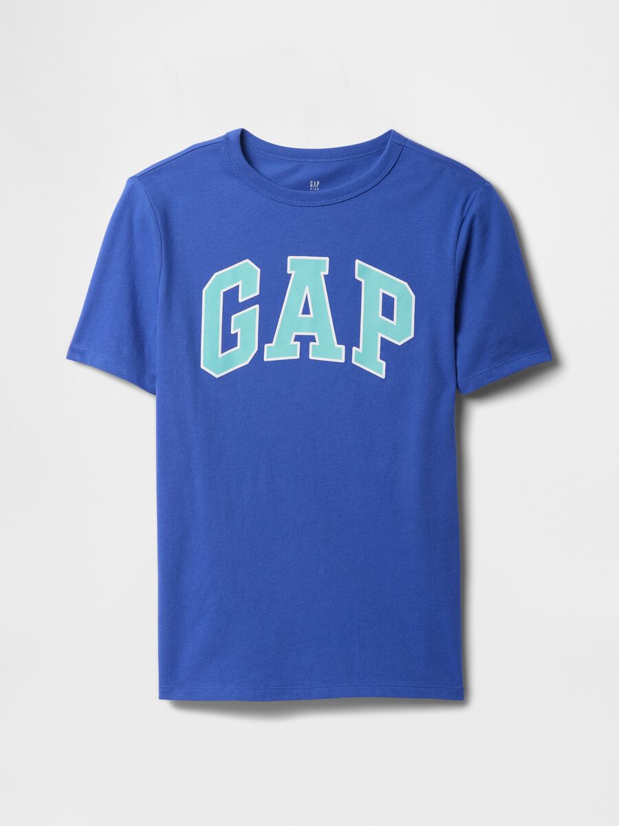 T-shirt blu con logo GAP in cotone Bambino_0