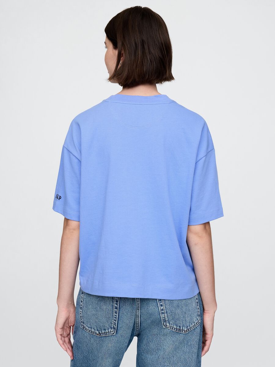 T-shirt a maniche corte azzurra in cotone Gap Donna_2