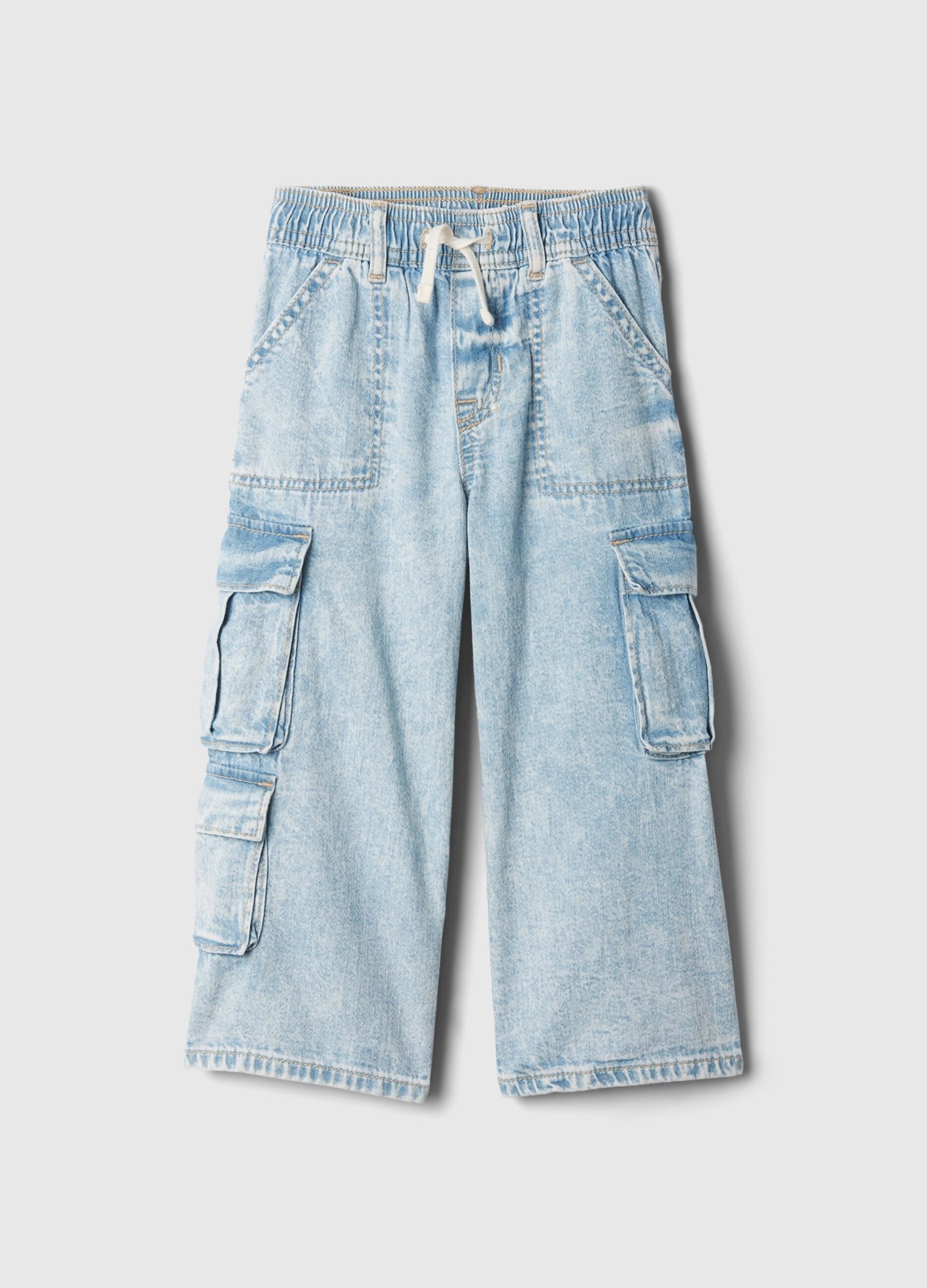 Joggers cargo in denim con coulisse