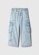 Denim cargo joggers with drawstring_0