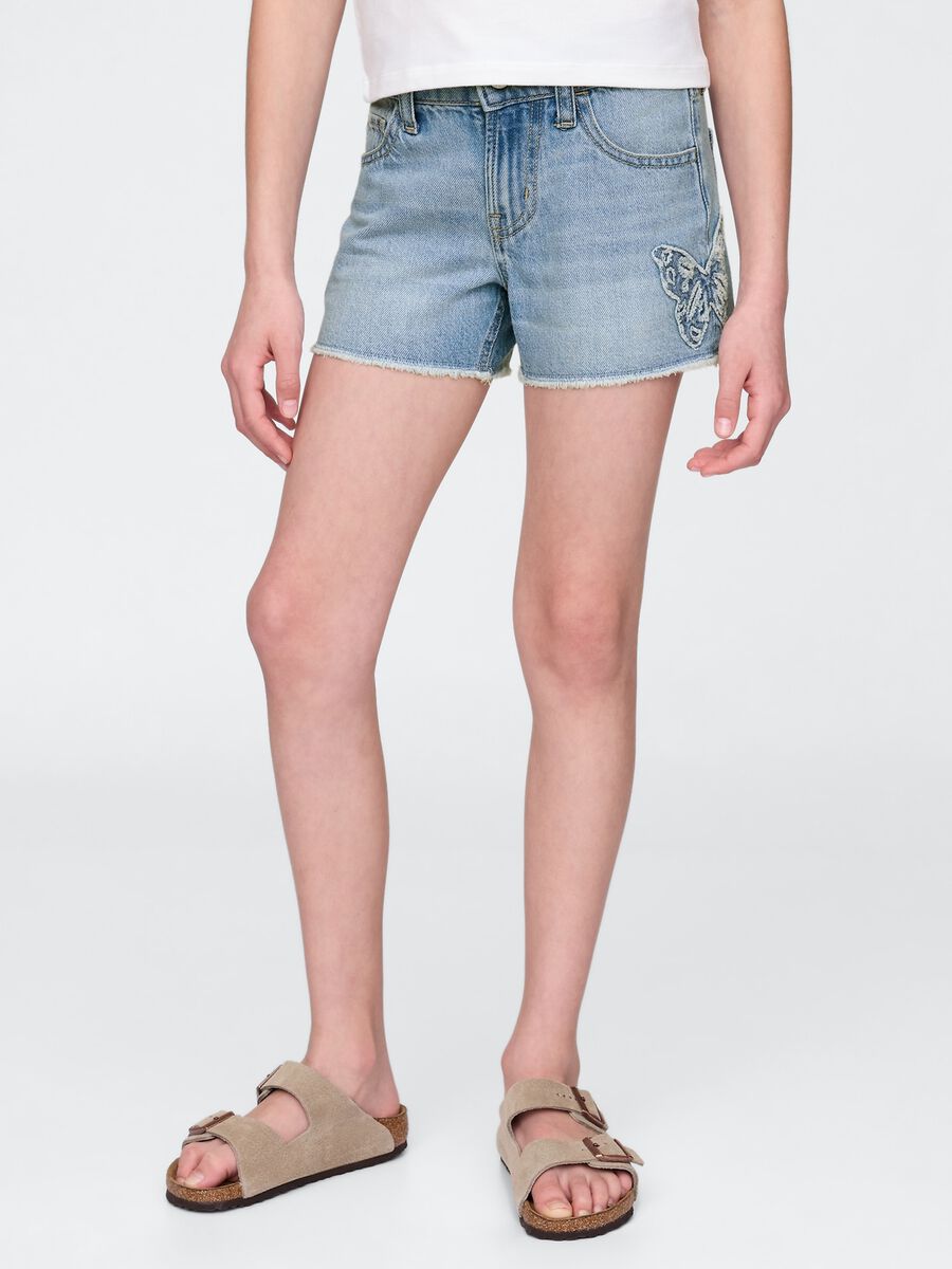 Light Denim Shorts with Butterfly Application Girl_1