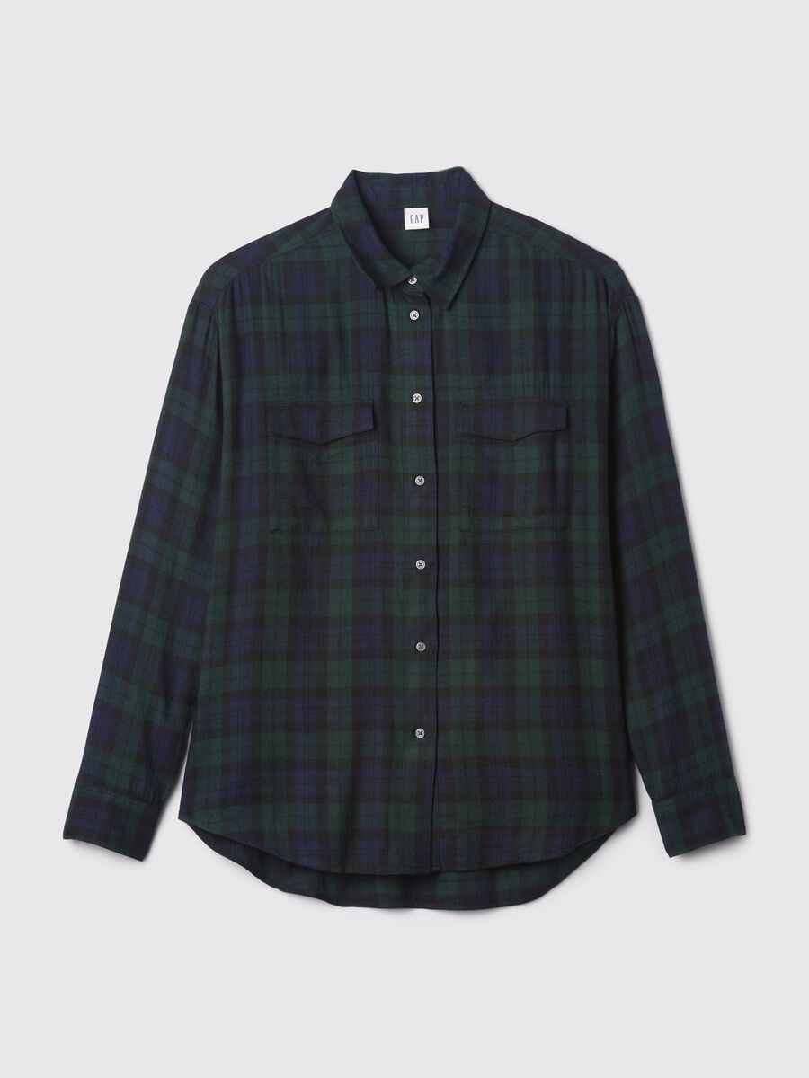 Camicia in flanella check con tasche Donna_4