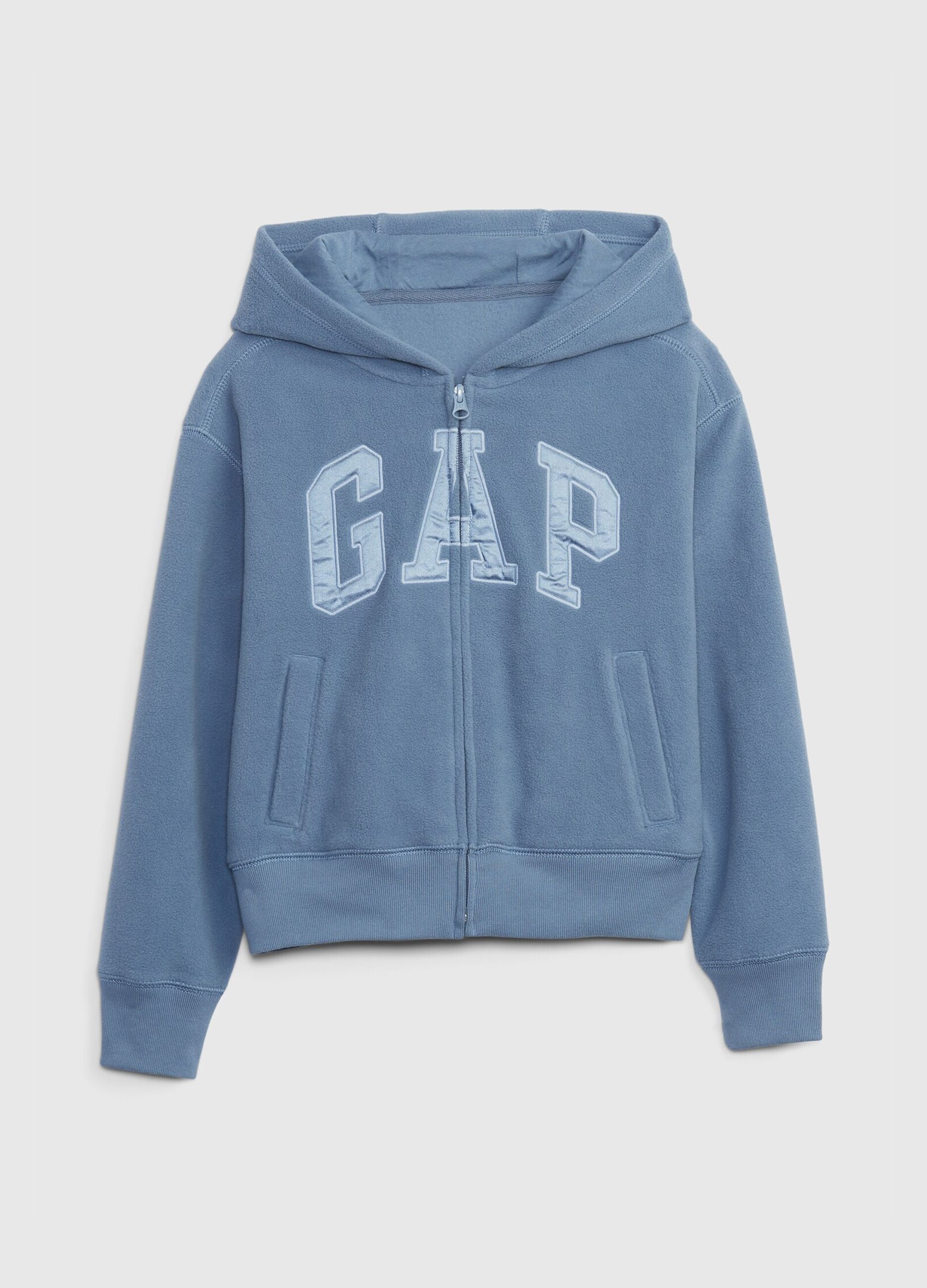 Fleece full-zip sweatshirt with hood