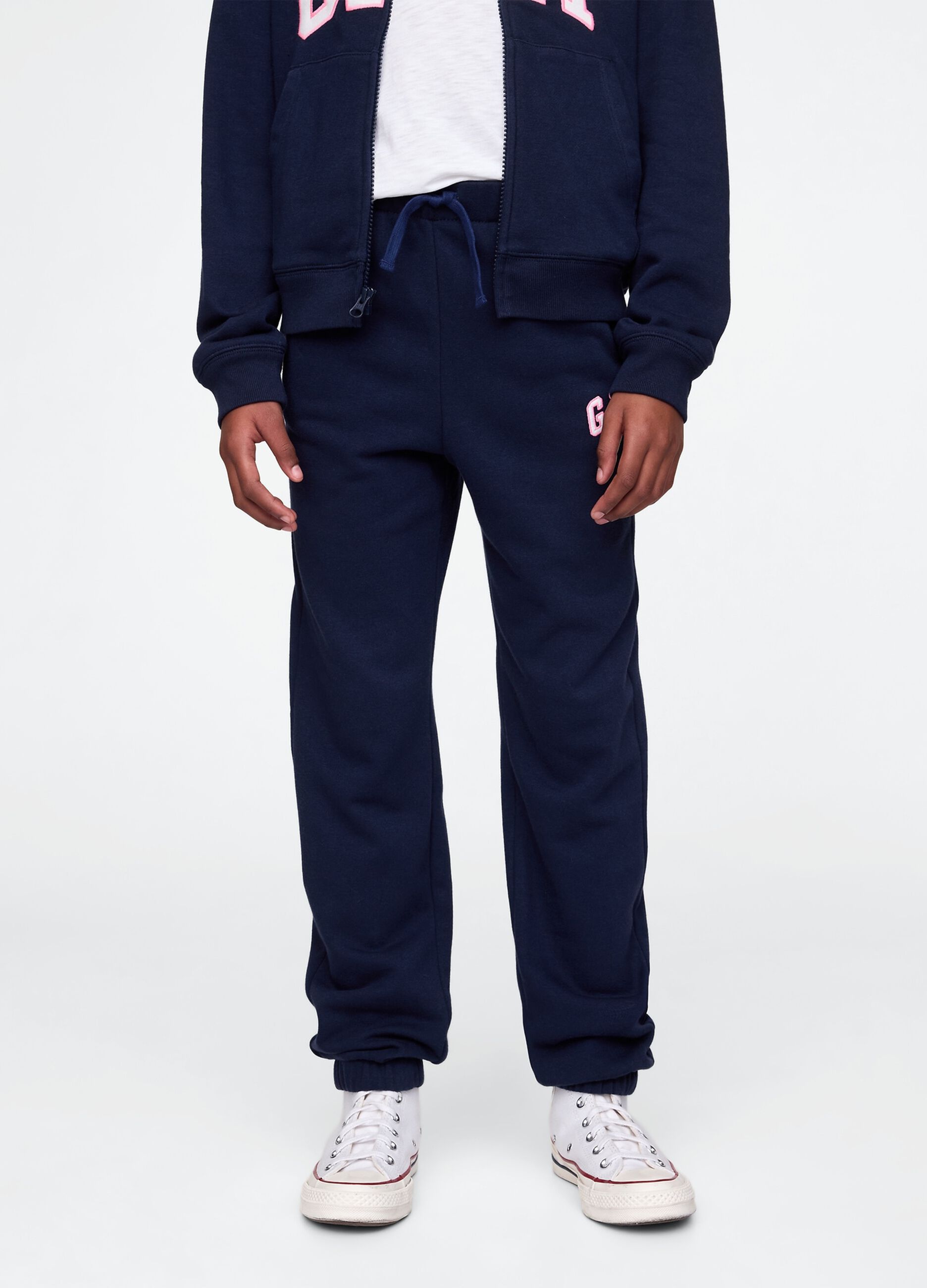 Girls' regular fit cotton-blend blue jogger trousers