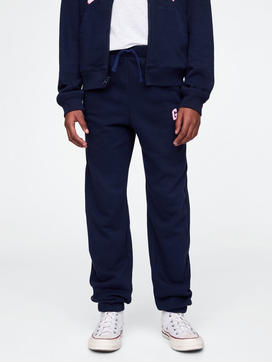 Girls' regular fit cotton-blend blue jogger trousers Girl_1