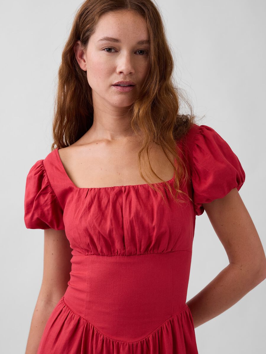 Abito midi in misto lino Donna_3