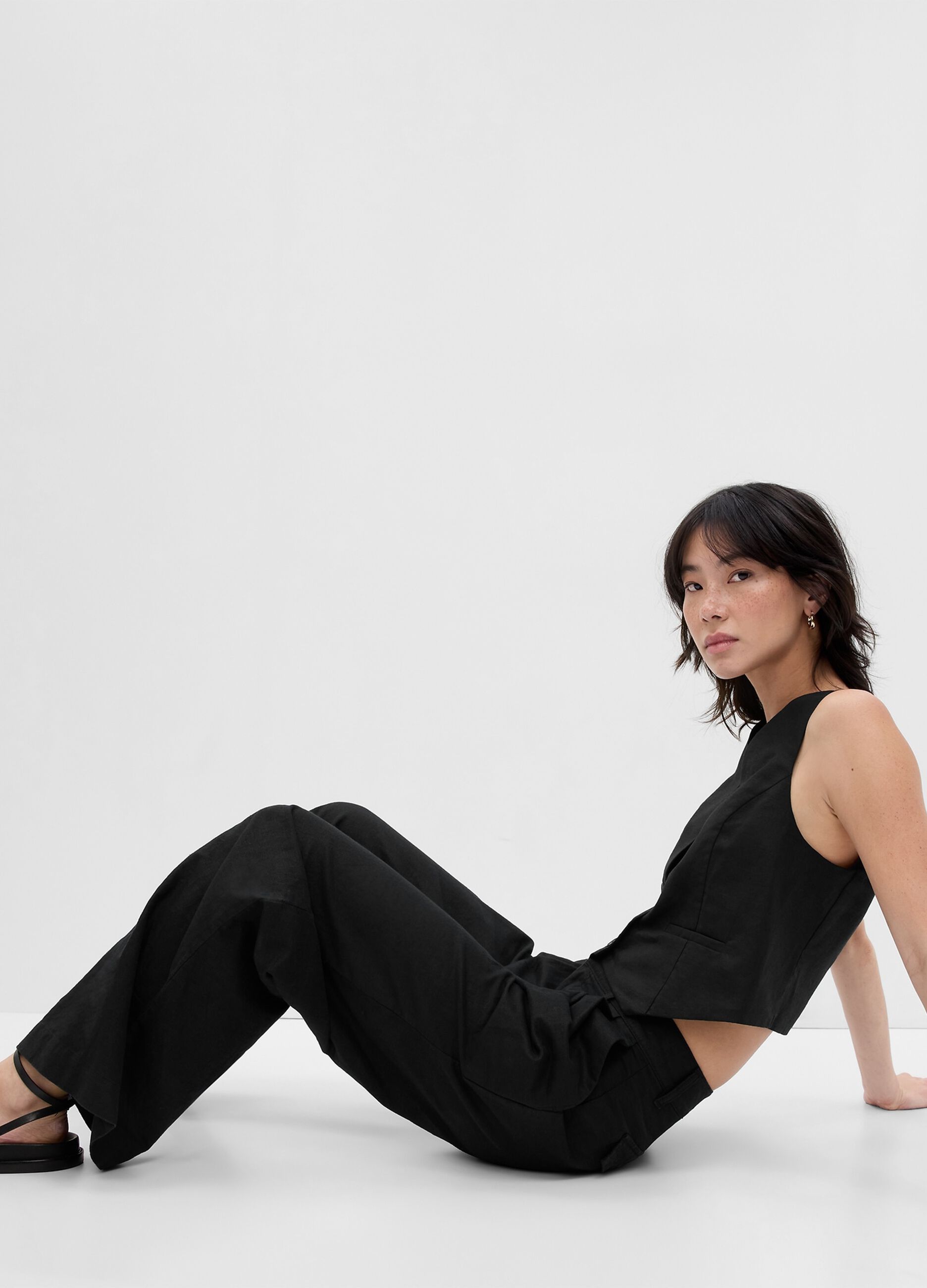 Pantaloni wide leg con pinces