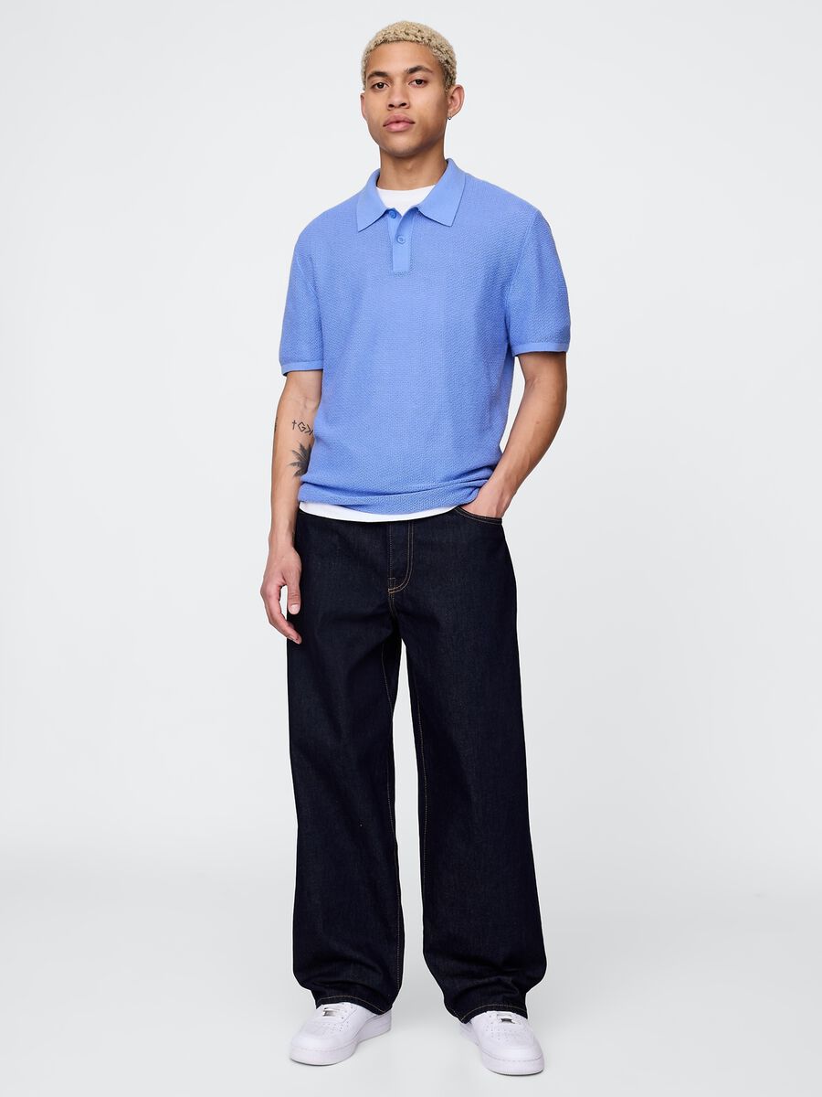 Polo a maniche corte azzurra Uomo_1
