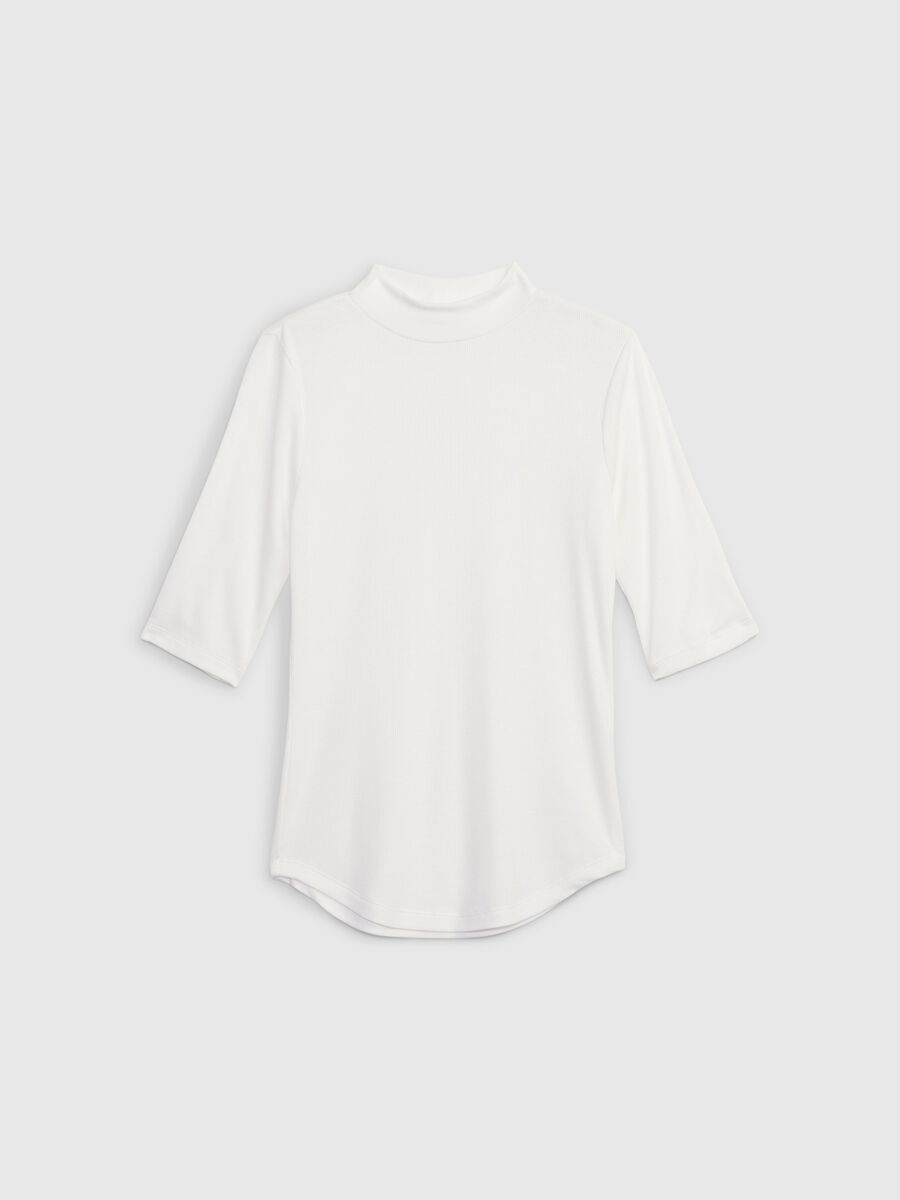 T-shirt a costine sottili maniche al gomito Donna_5
