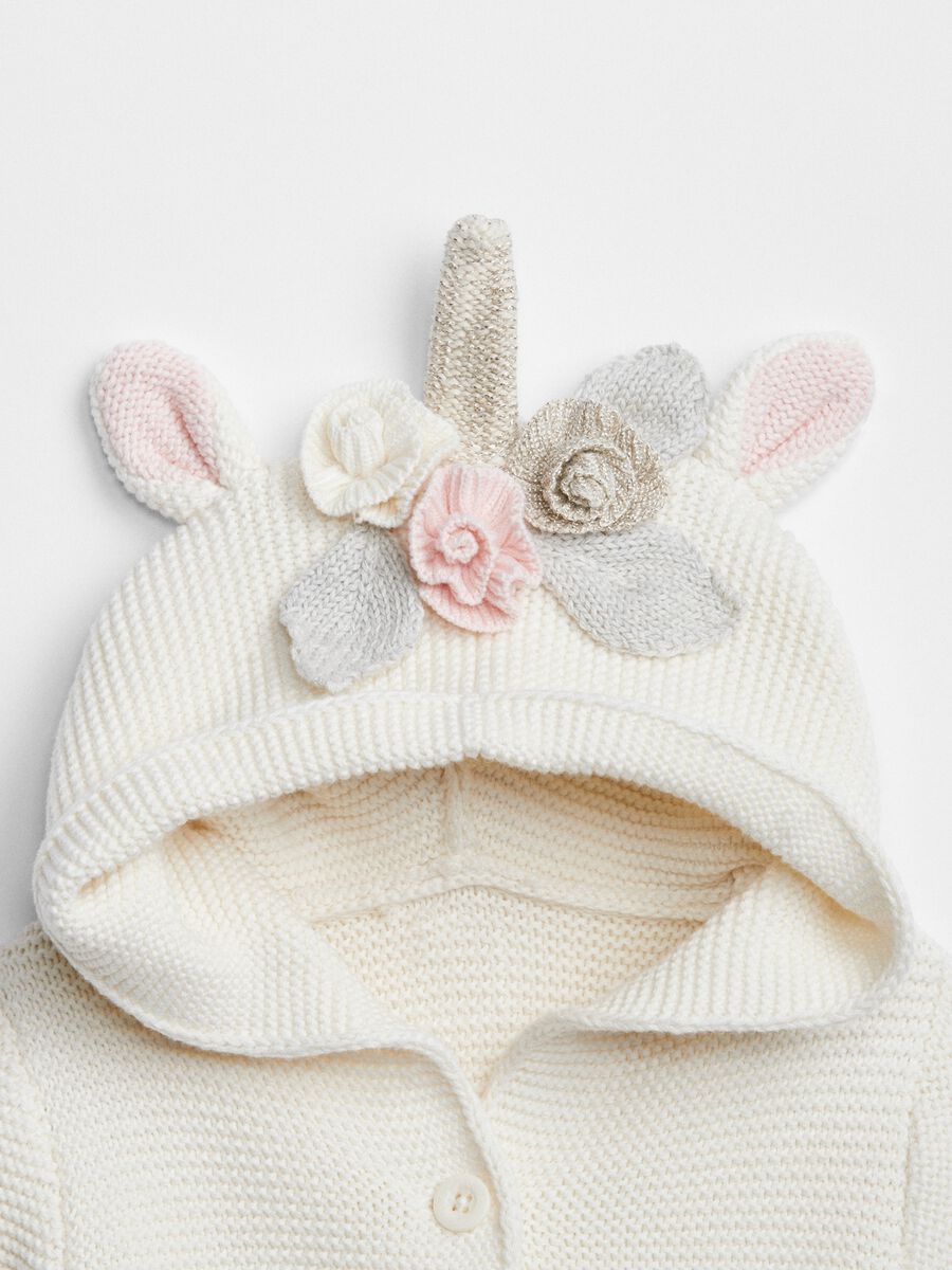 Knitted cardigan with unicorn hood Newborn_2