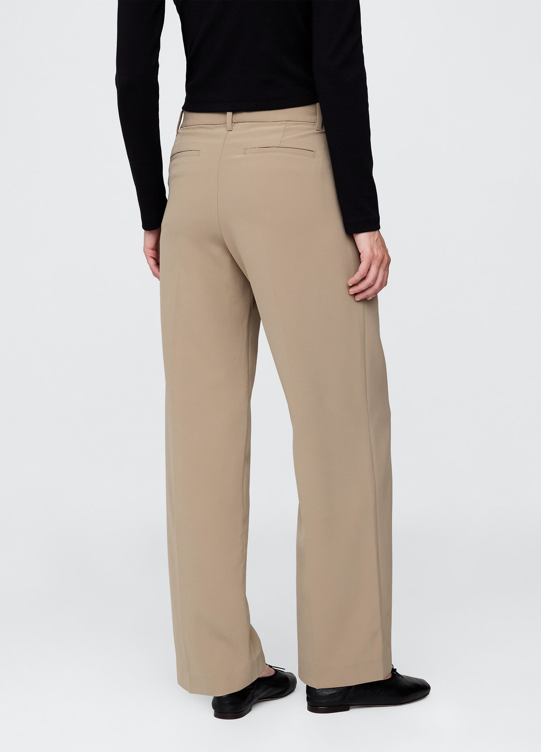 Pantaloni beige in tessuto elasticizzato_2