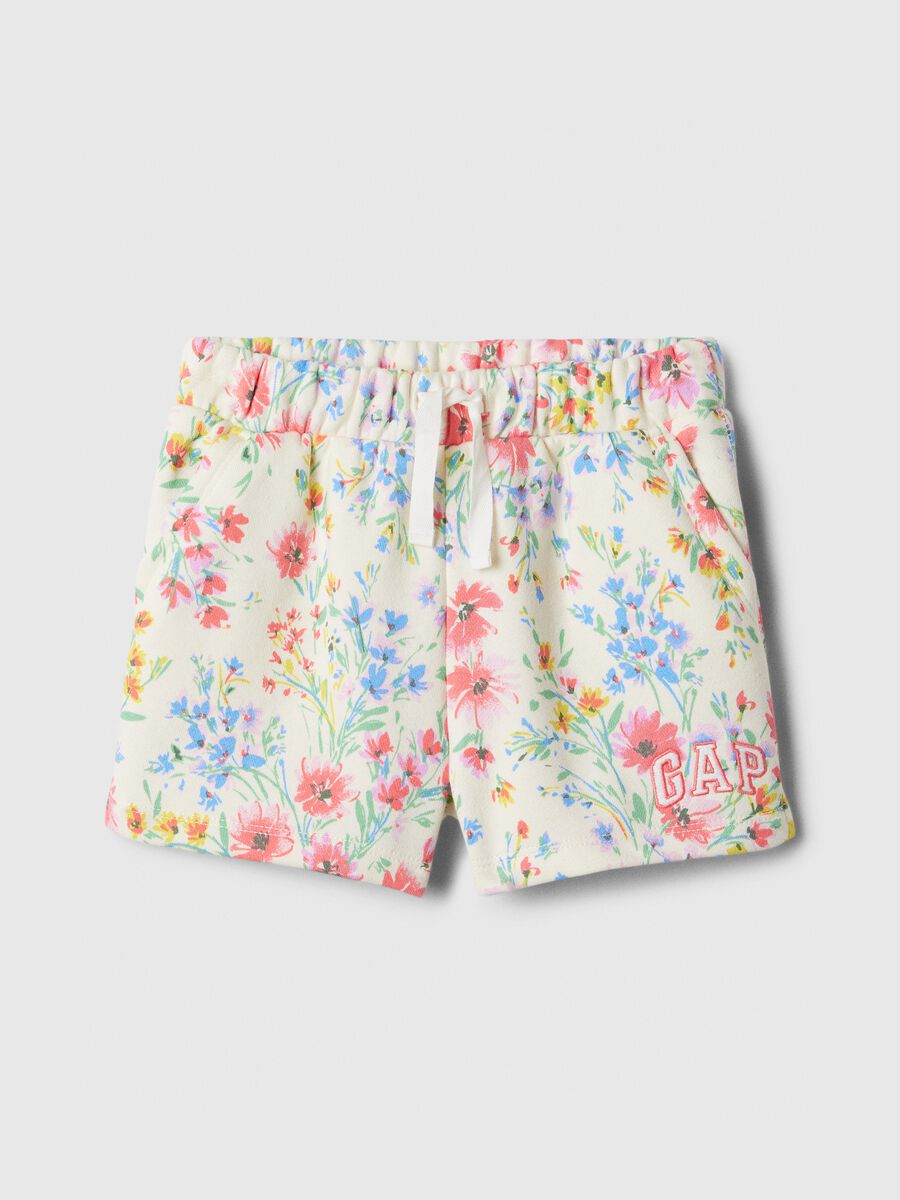 Shorts in felpa floreale con ricamo logo Bimba_0