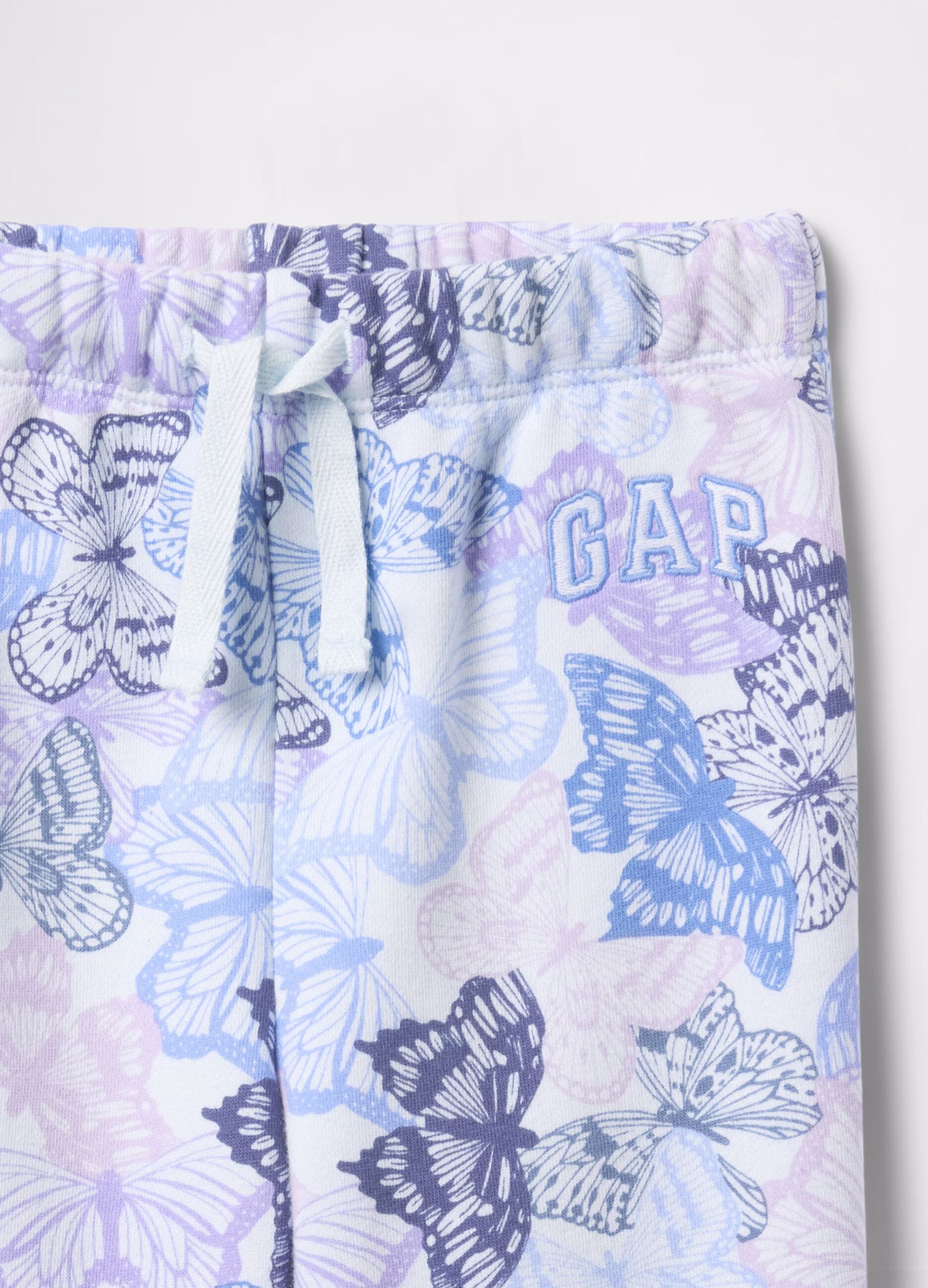 Joggers con coulisse stampa farfalle e ricamo logo_2
