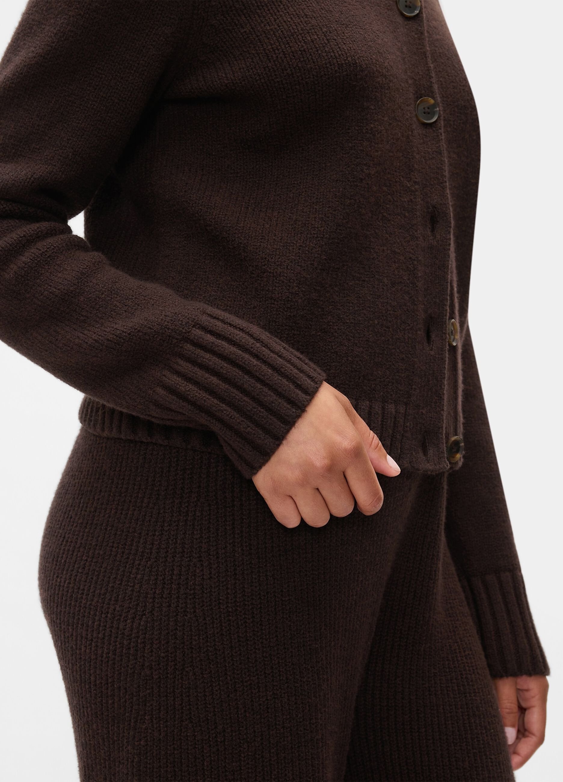 Cardigan girocollo con bottoni striati_3