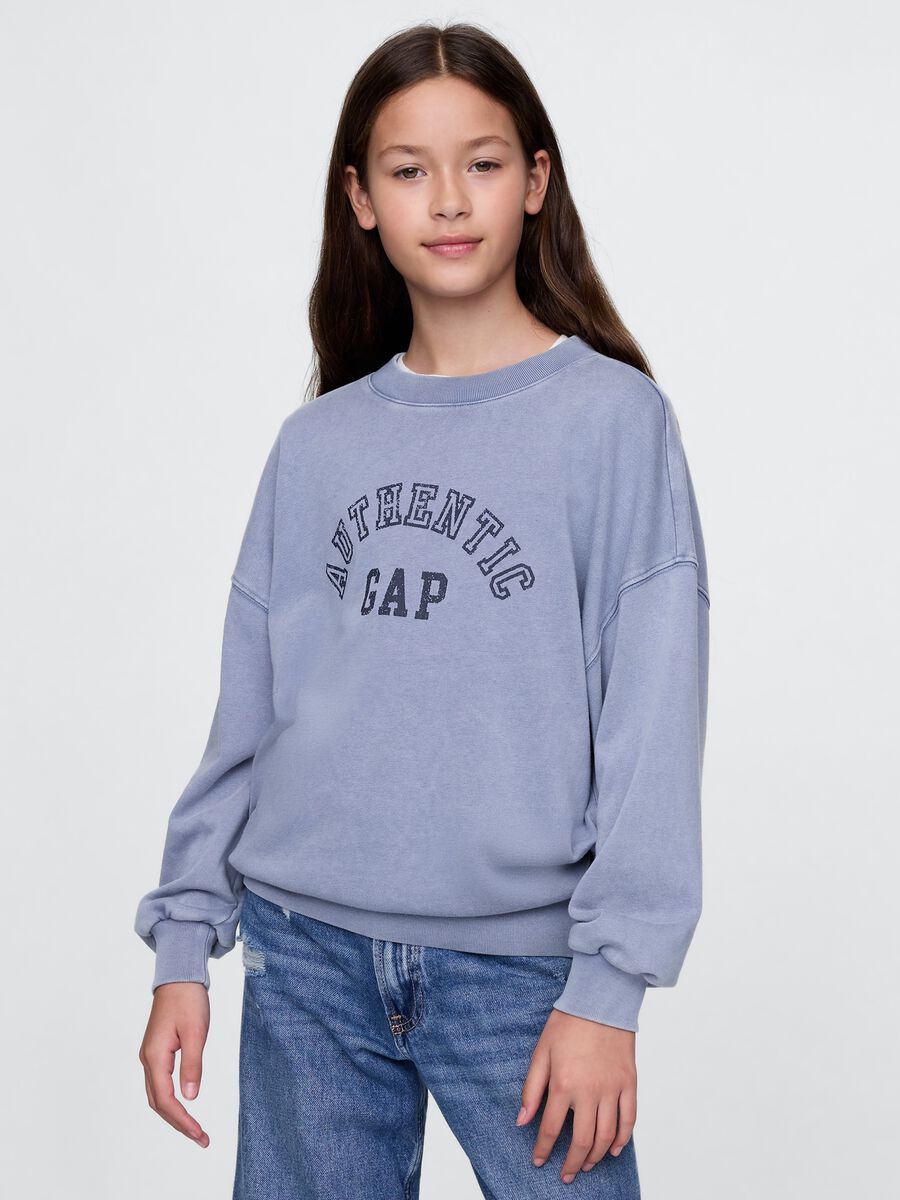 Felpa azzurra con logo Authentic GAP Bambina_0